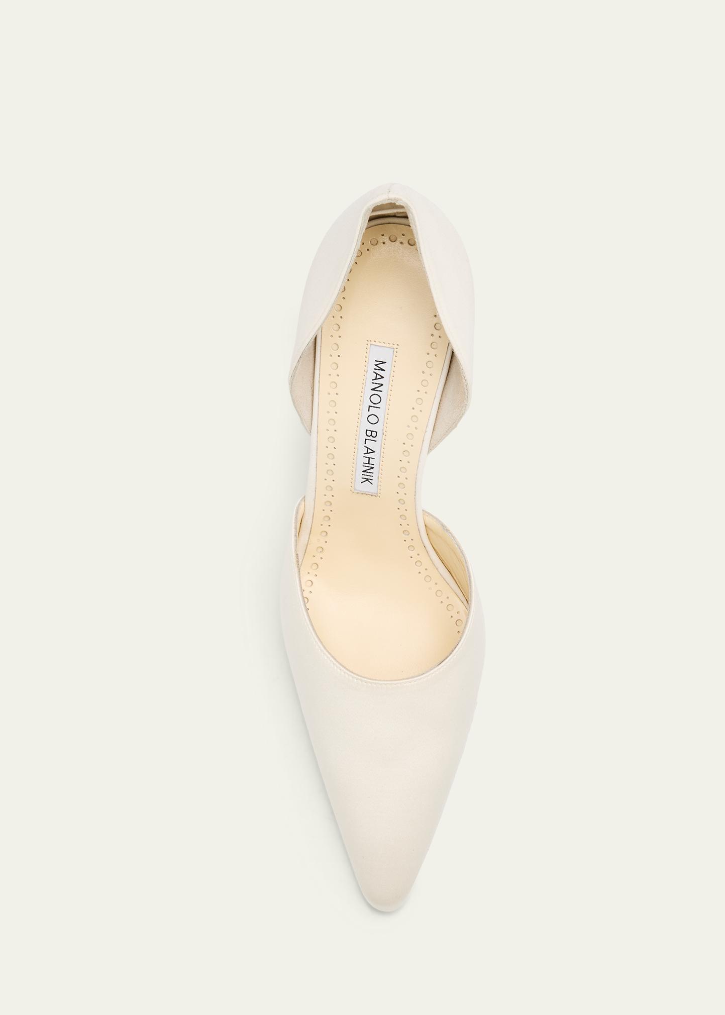 Manolo Blahnik 90mm Taylerbinu Satin Pointed-Toe Pumps - Bergdorf