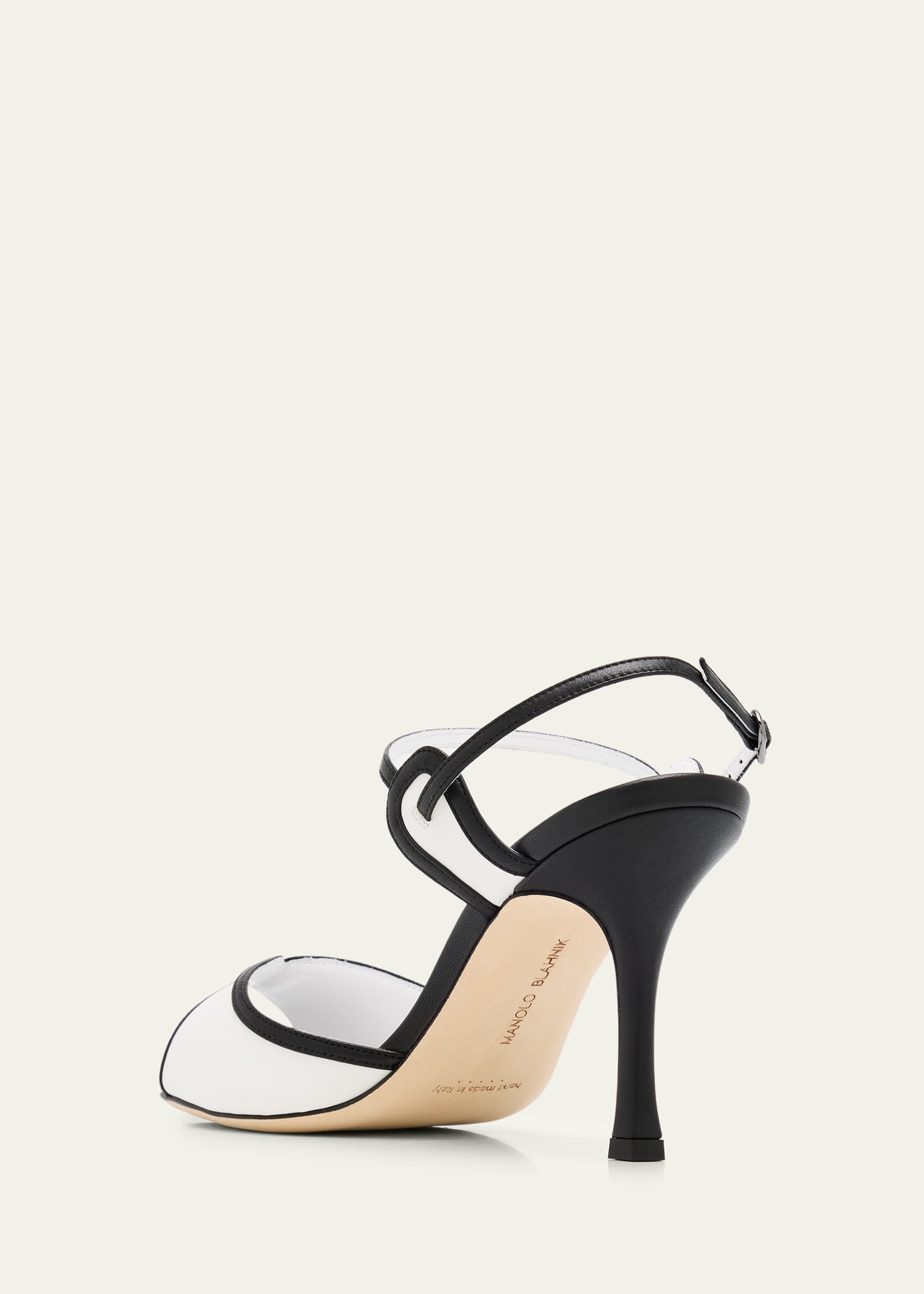 Manolo Blahnik 90mm Todda Bicolor Leather Sandals - Bergdorf Goodman