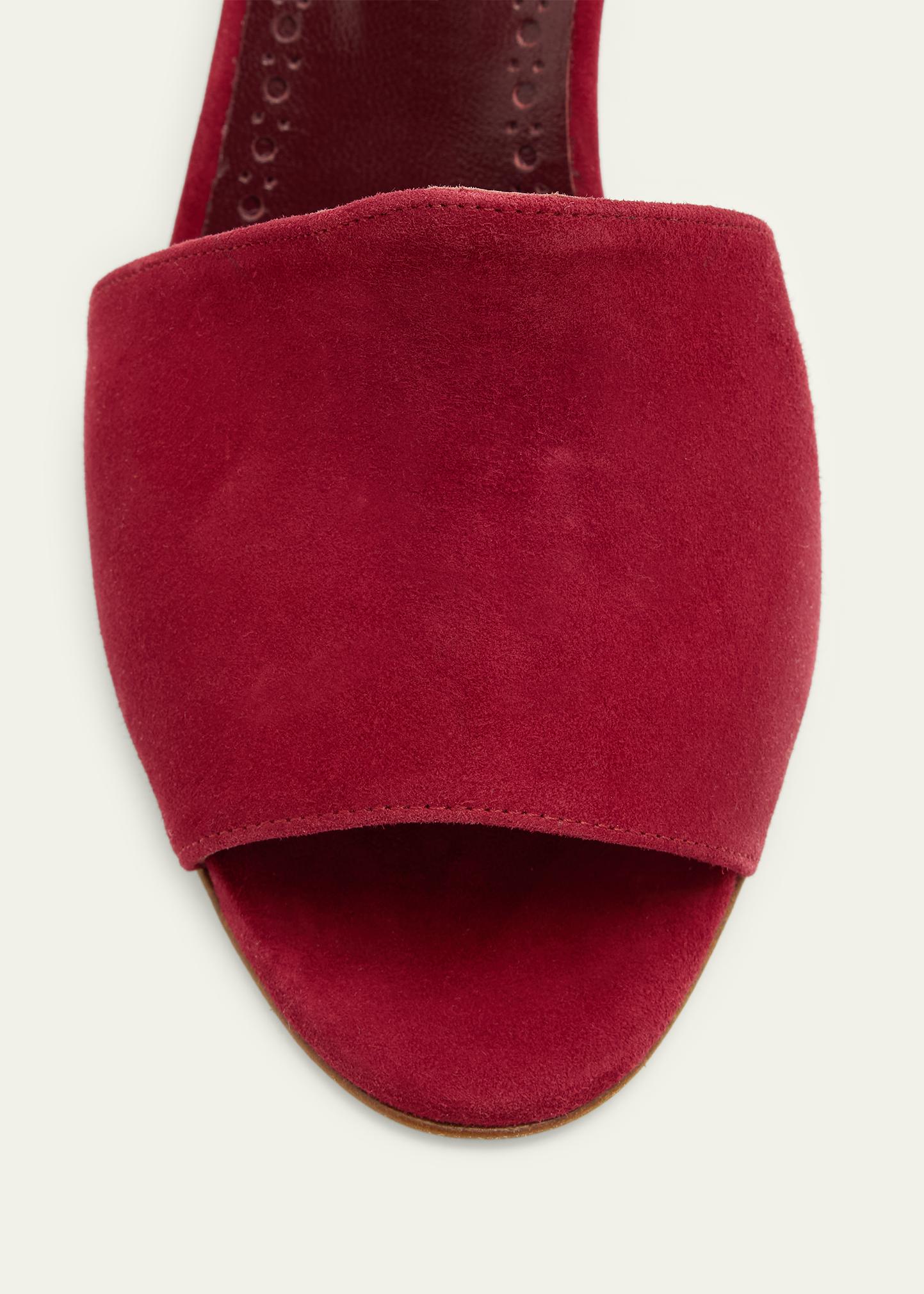 Manolo Blahnik 90mm Triananu Suede Ankle-Strap Sandals - Bergdorf