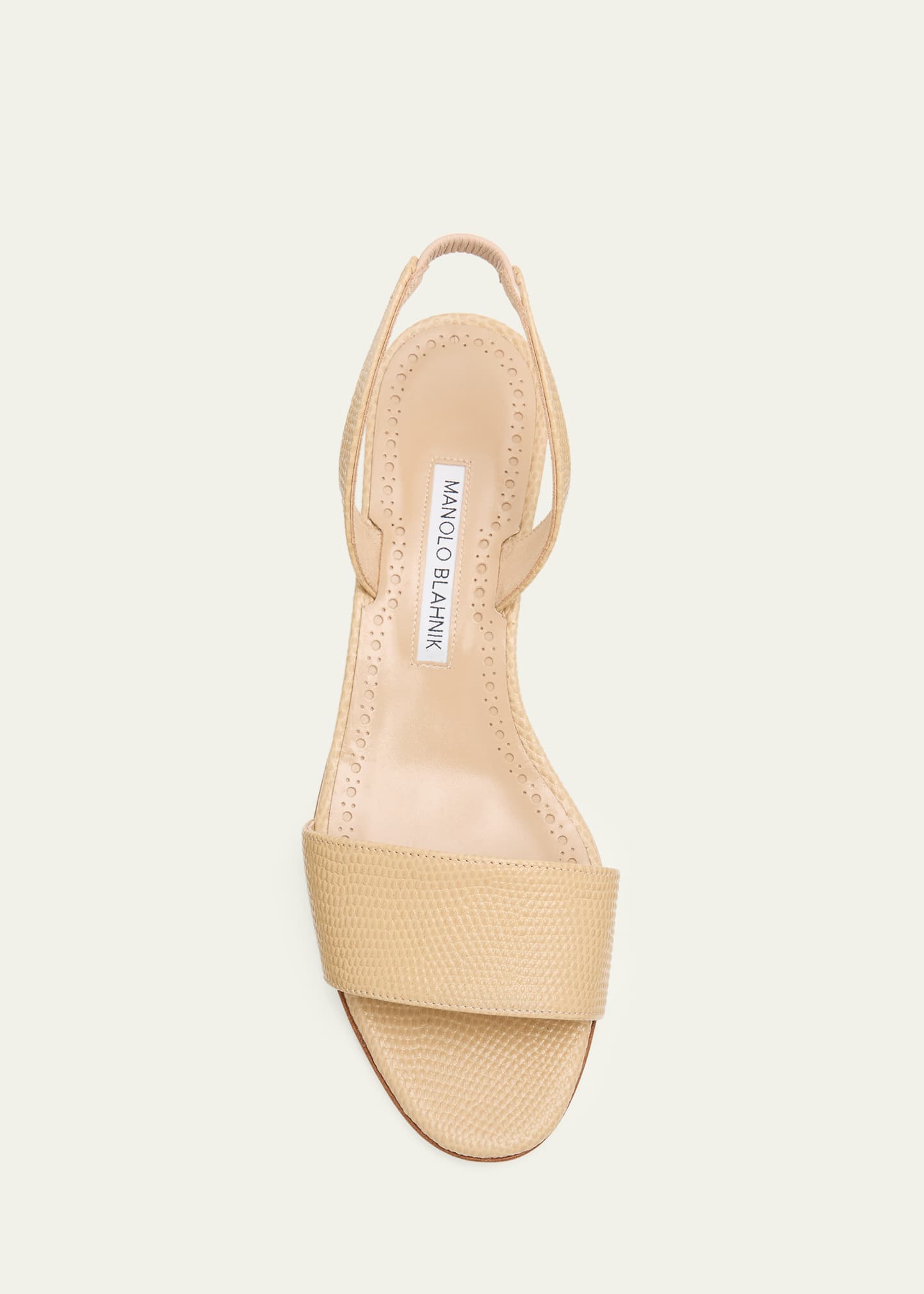 Manolo Blahnik 30mm Patobarnu Embossed Leather Slingback