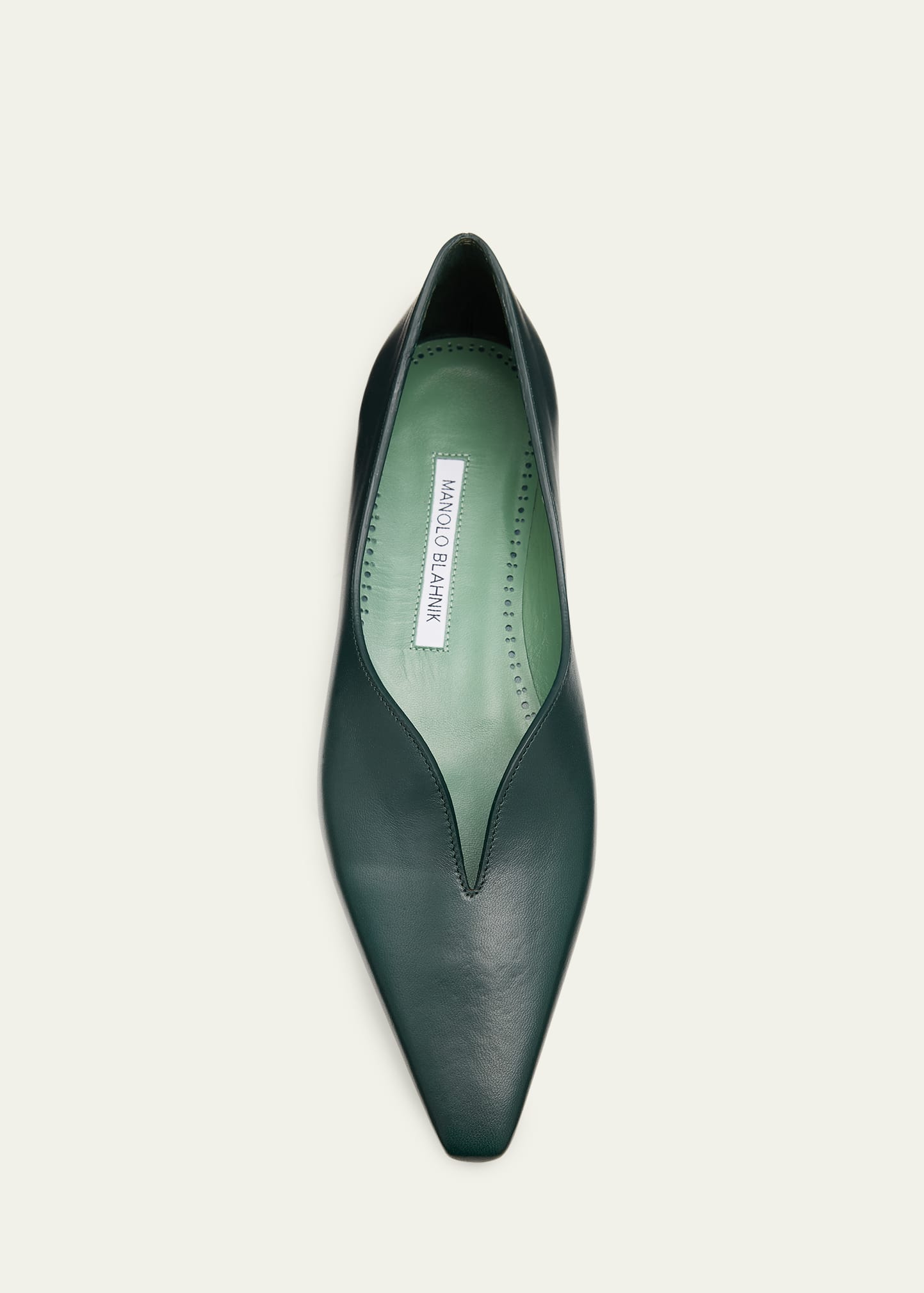 Manolo Blahnik Sonsoles Leather Snip-Toe Ballerina Flats