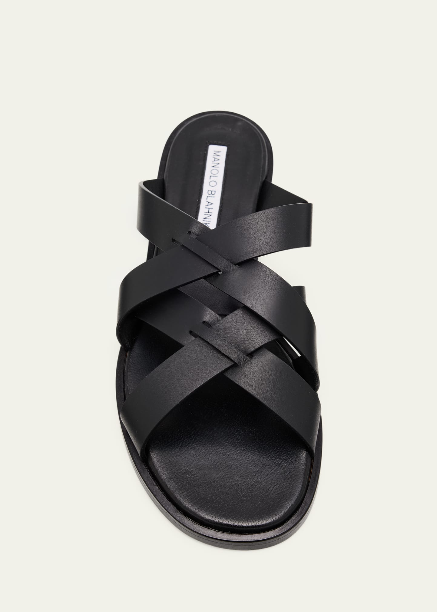 Manolo Blahnik Marvina Crisscross Leather Flat Sandals - Bergdorf