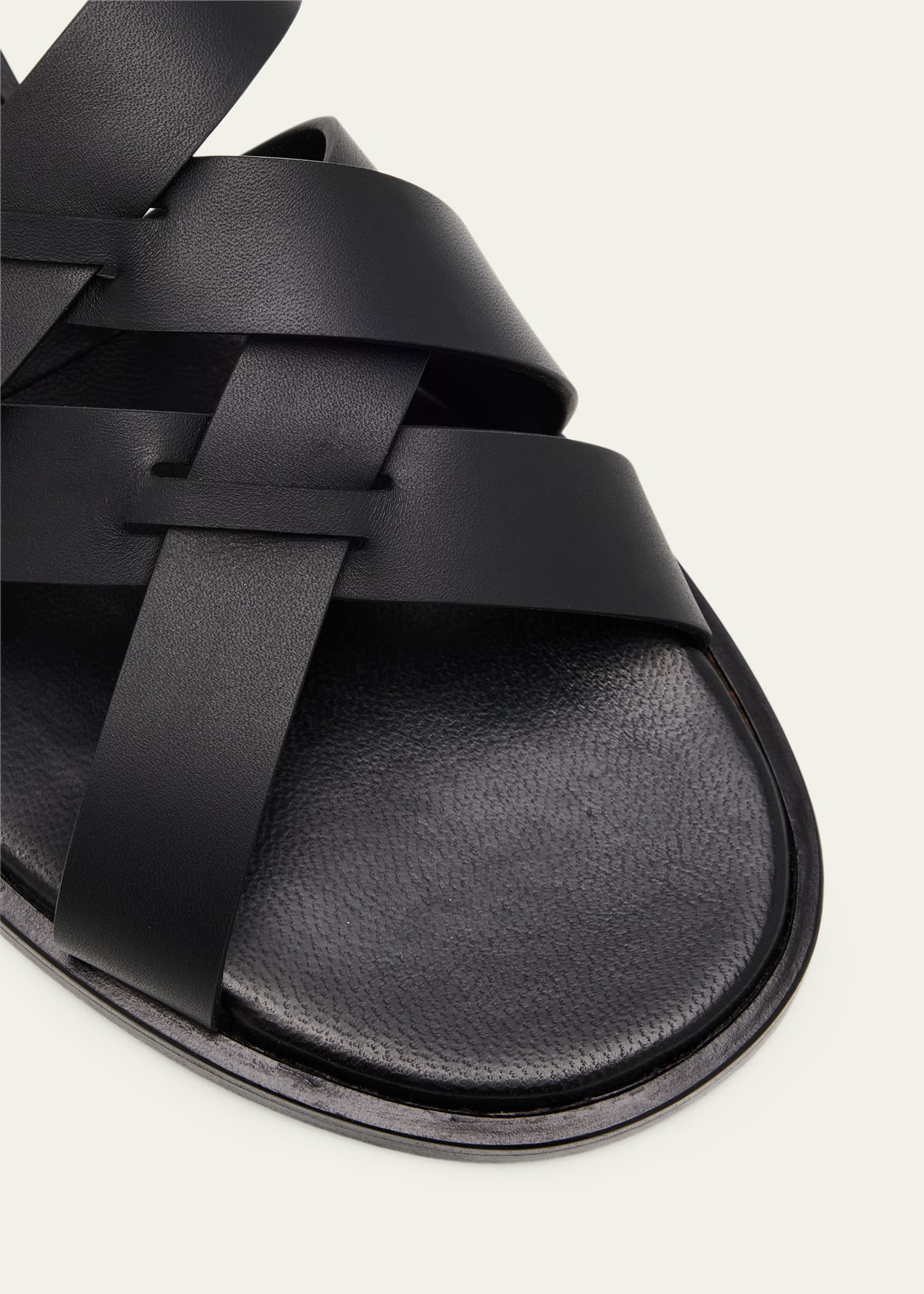 Manolo Blahnik Marvina Crisscross Leather Flat Sandals - Bergdorf