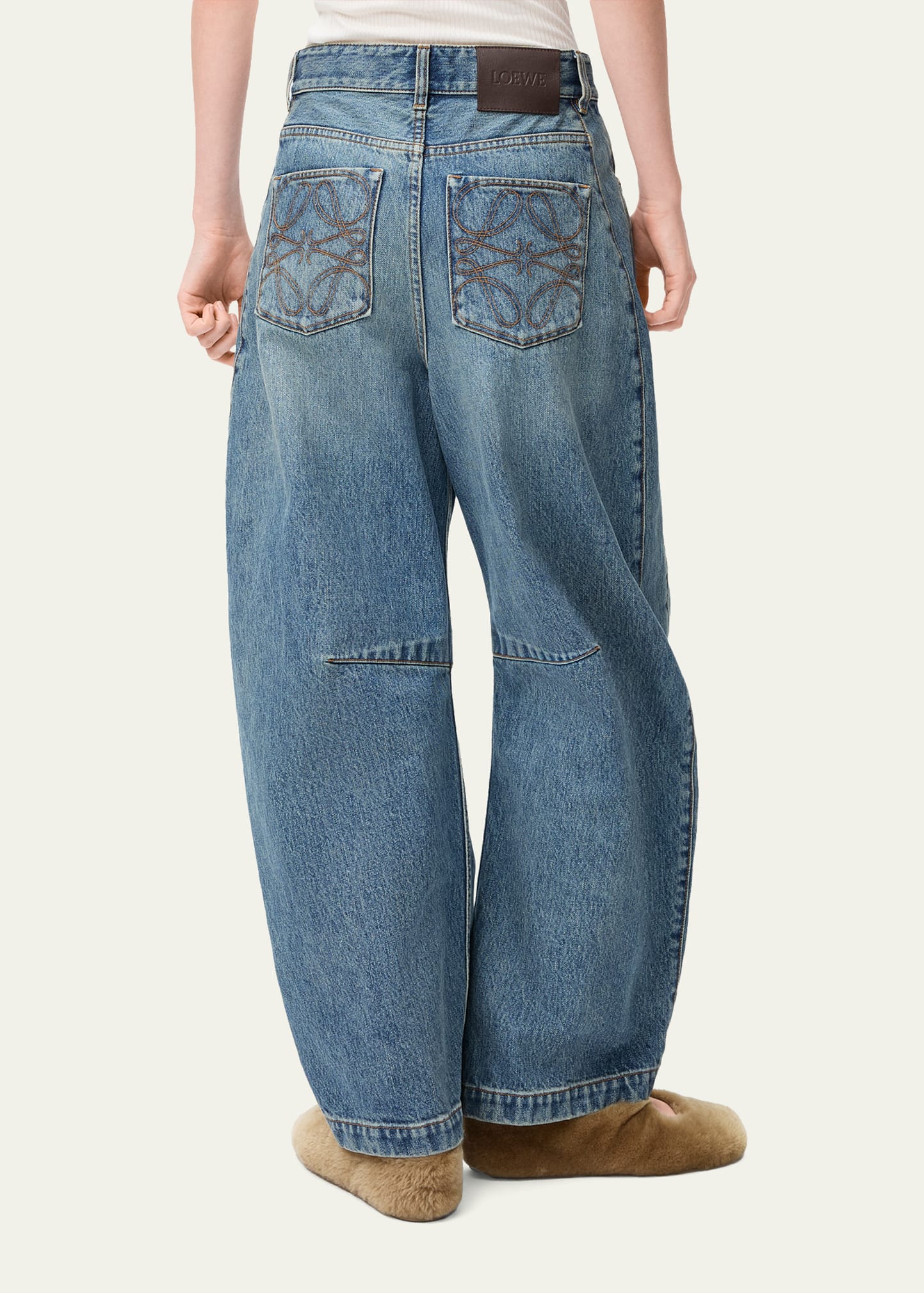 Loewe Mid-Rise Barrel-Leg Jeans - Bergdorf Goodman