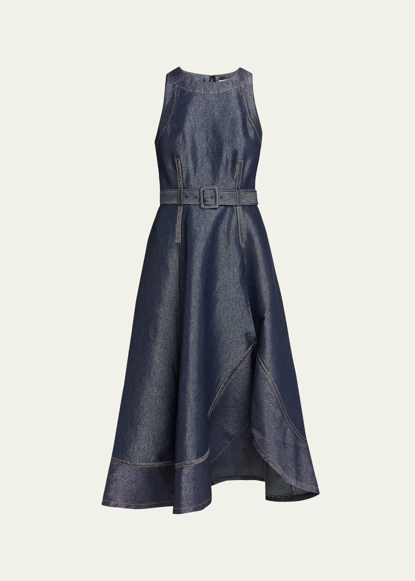 Cinq  Sept Women's Zelda Sleeveless Belted Cotton Blend Denim Dress - Blue - Casual Dresses