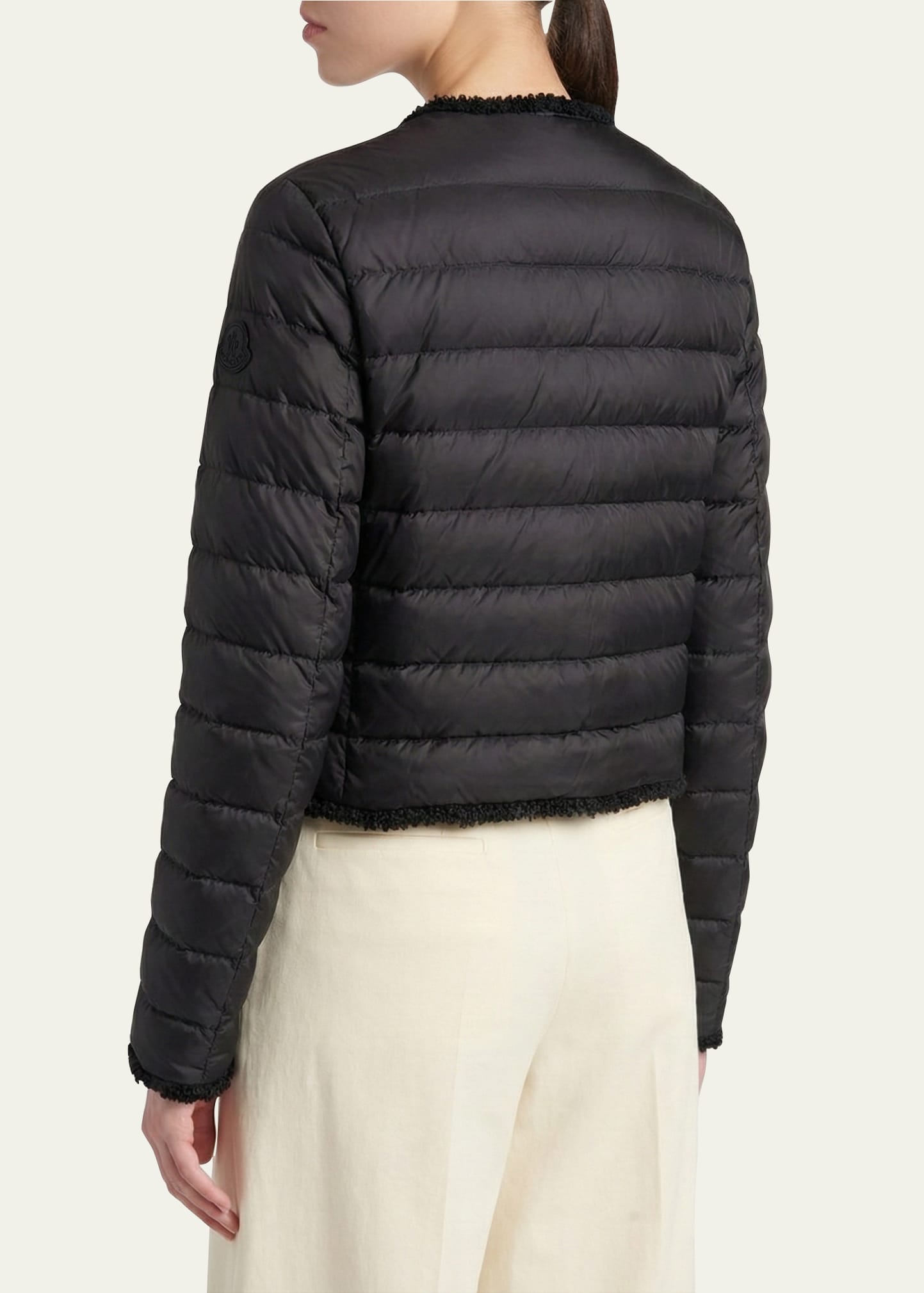Moncler Fleurs Bouclé-Trim Short Down Jacket - Bergdorf Goodman