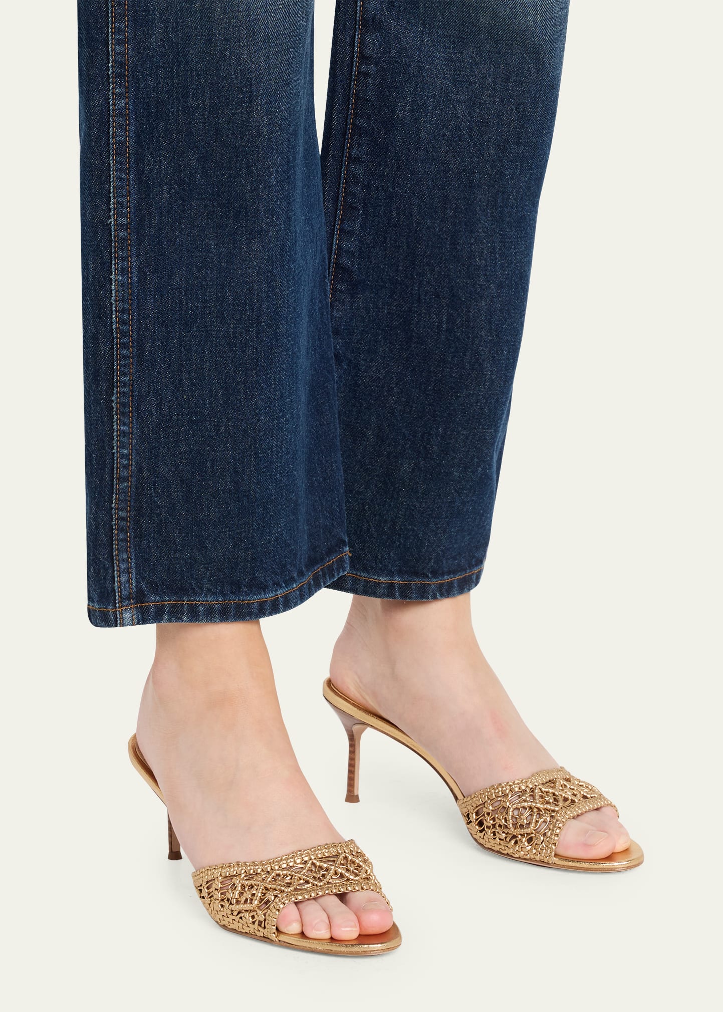 ♡マロン♡ララ♡ BEARDSLEY 764579C3 Veronica Beard 70mm Tia Macrame Metallic Leather Sandals