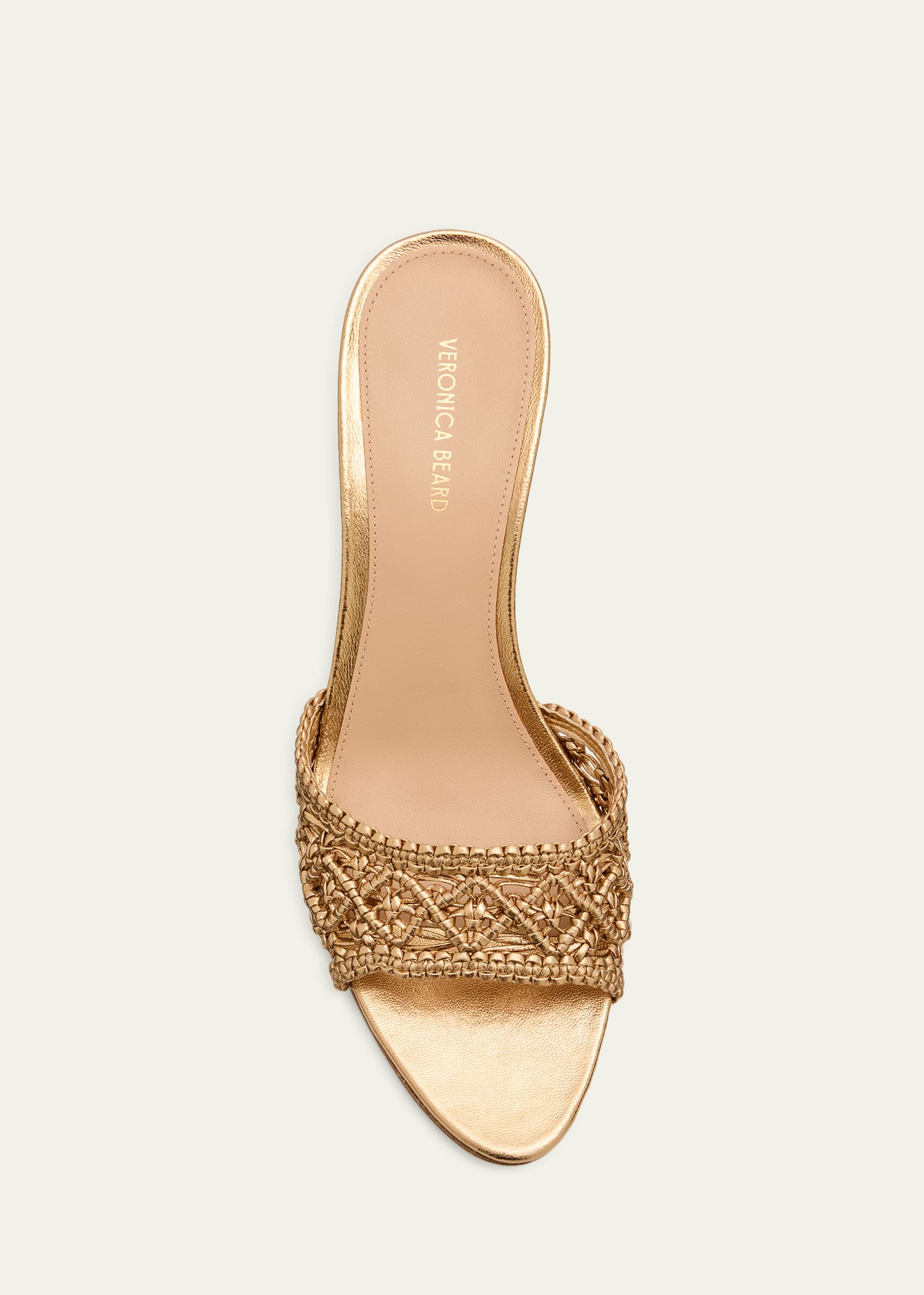 Veronica Beard 70mm Tia Macrame Metallic Leather Sandals