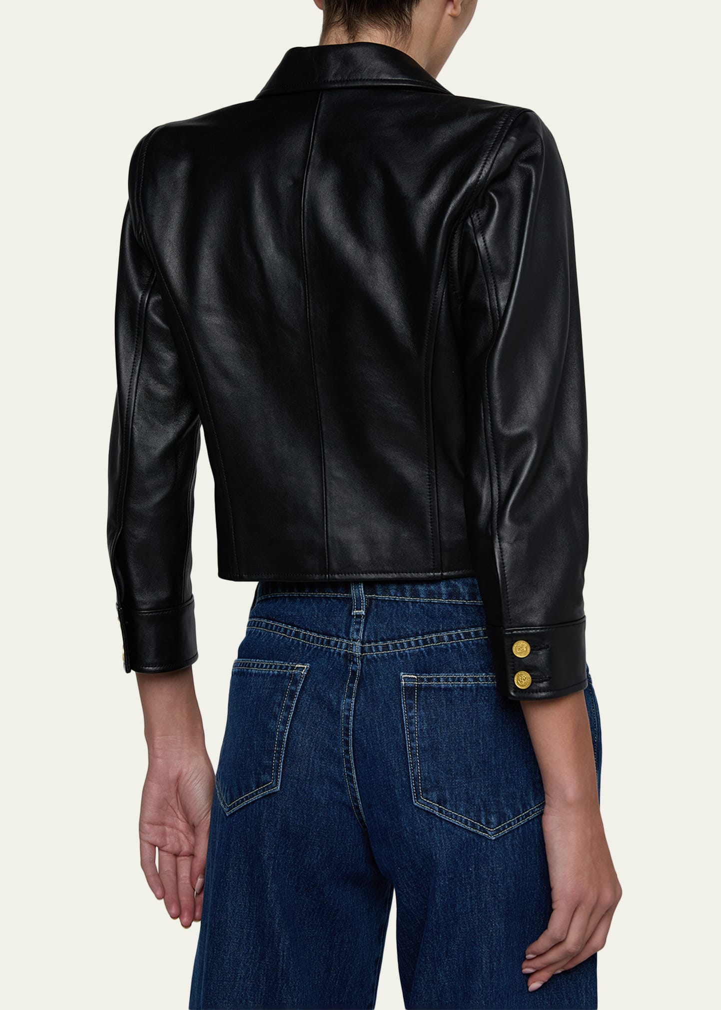 L'Agence Kumi Cropped Leather Jacket - Bergdorf Goodman