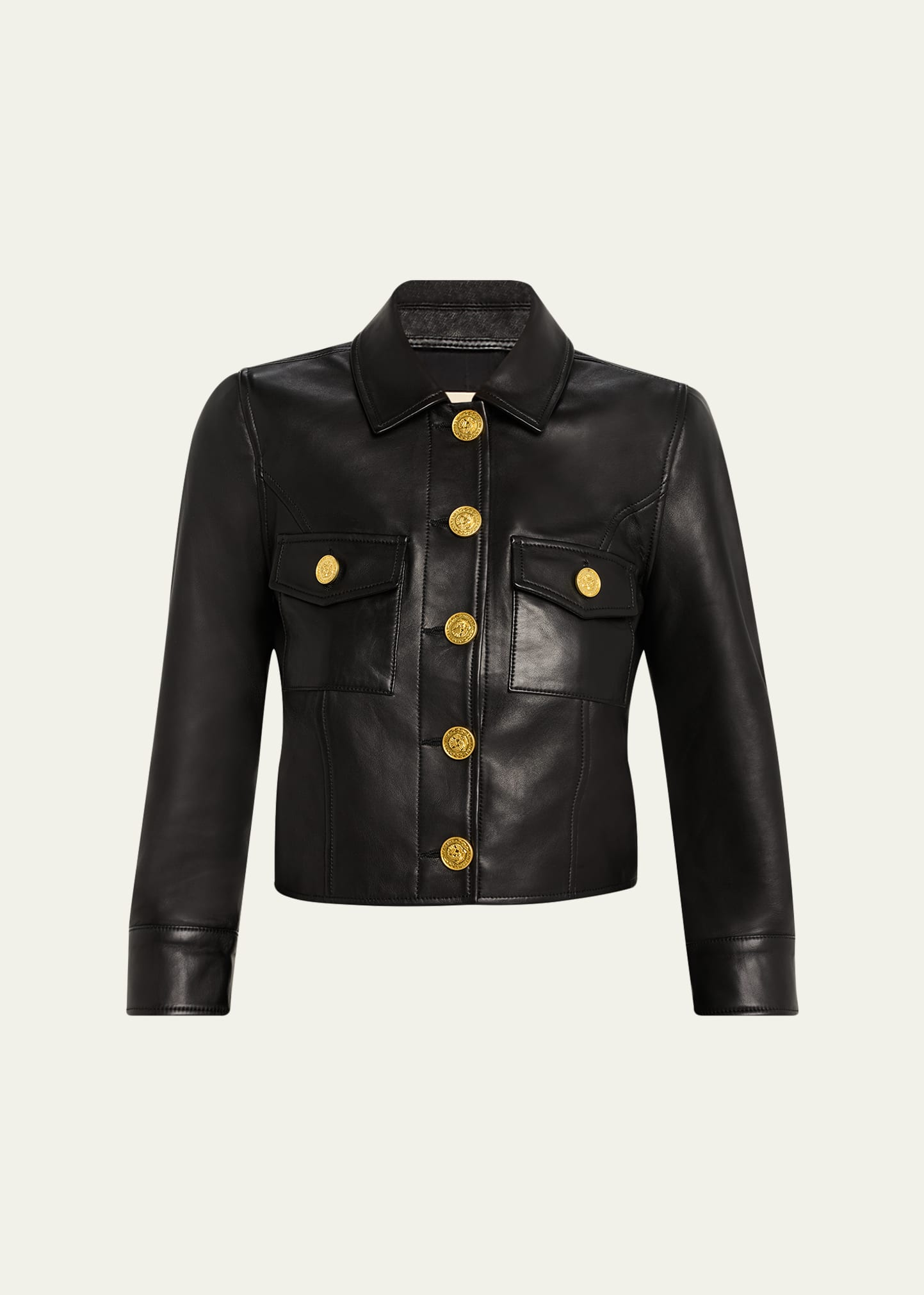 L'Agence Kumi Cropped Leather Jacket - Bergdorf Goodman