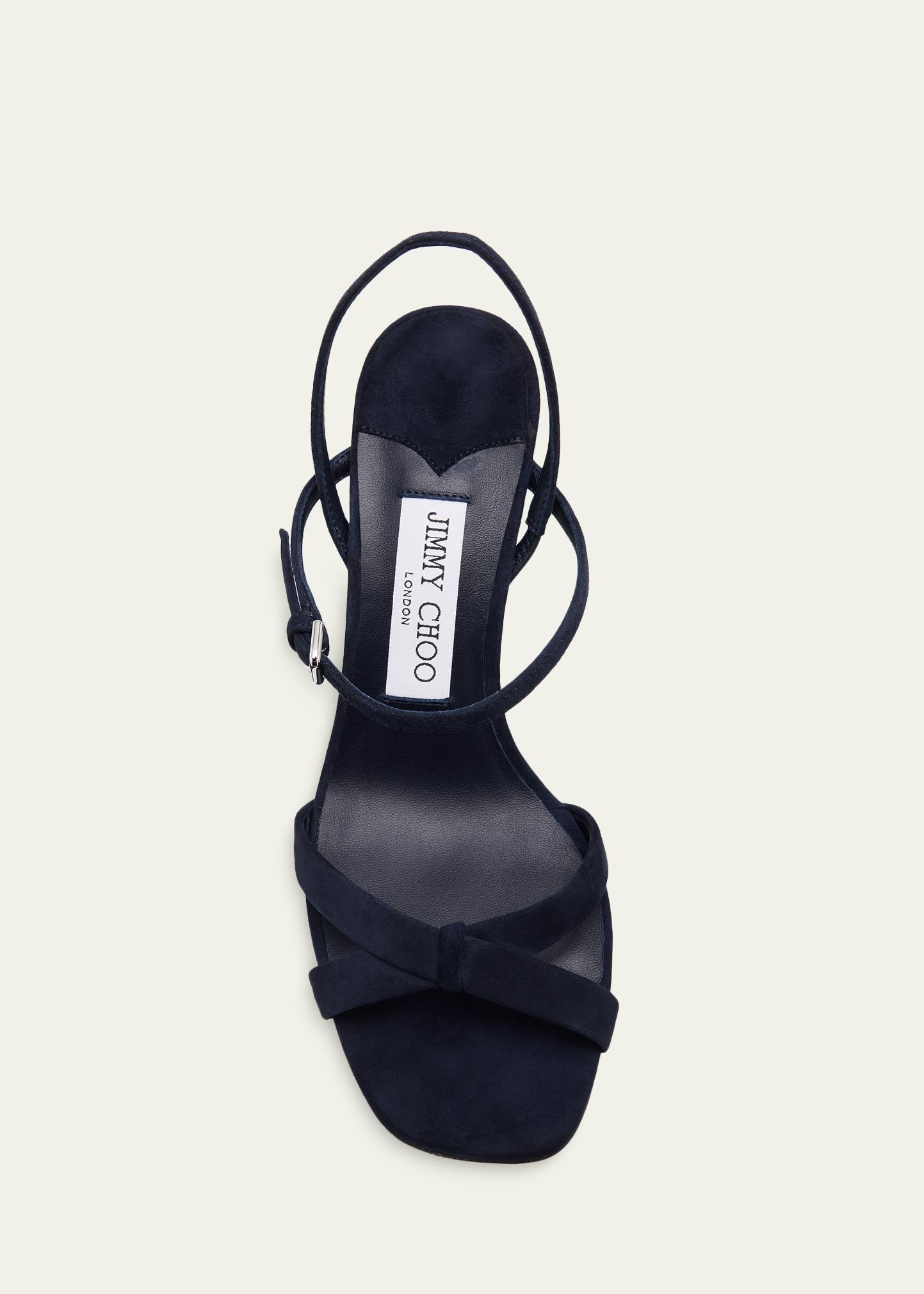 Jimmy Choo 85mm Elsy Suede Block-Heel Sandals - Bergdorf Goodman