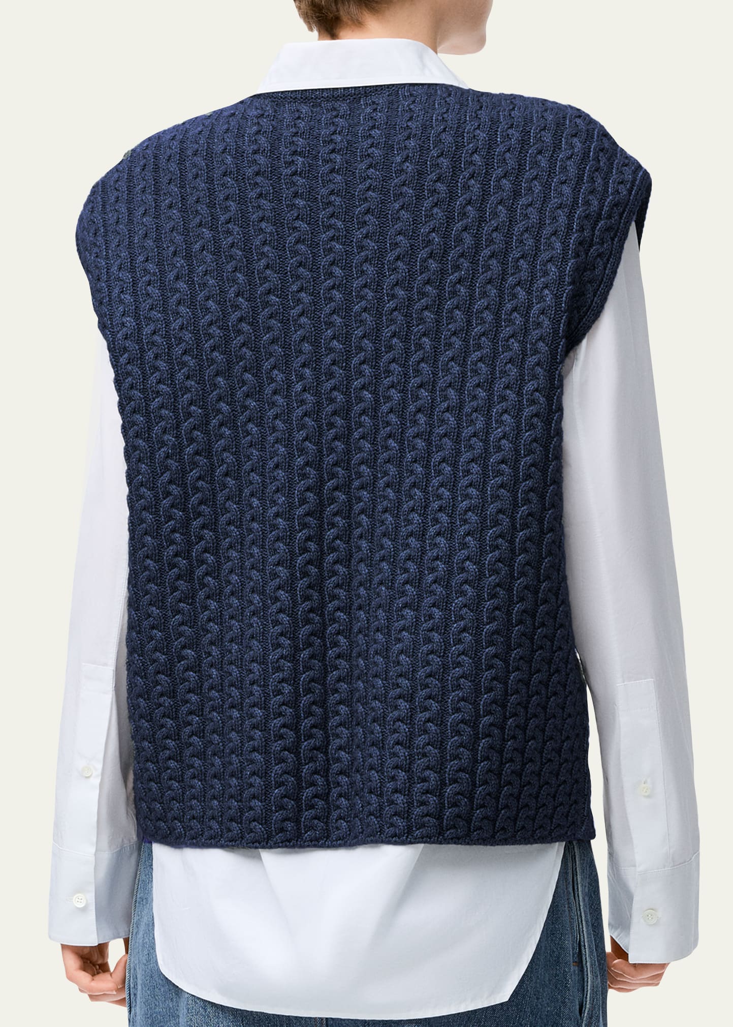 Loewe Anagram Cable Knit Vest - Bergdorf Goodman