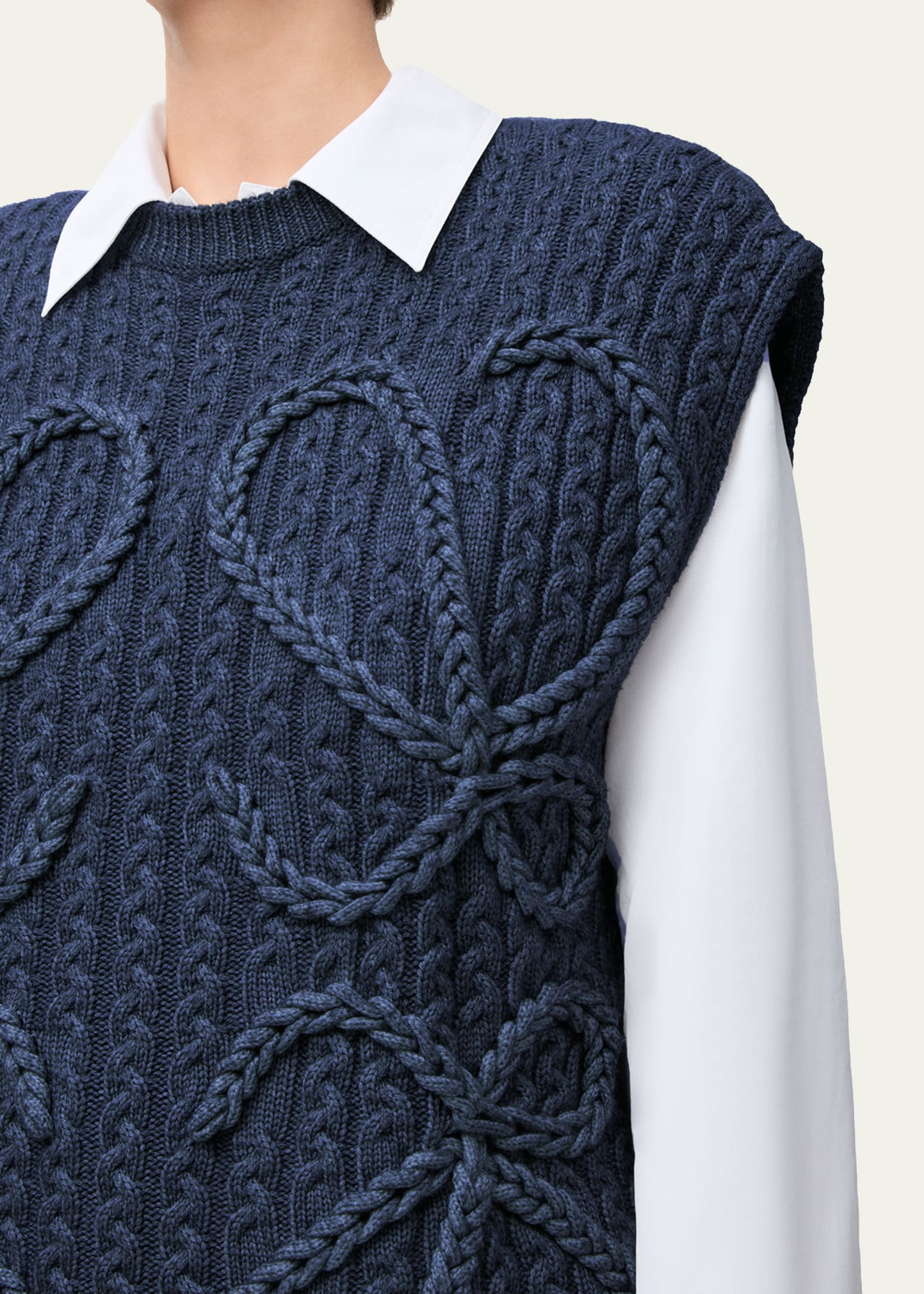 Loewe Anagram Cable Knit Vest - Bergdorf Goodman
