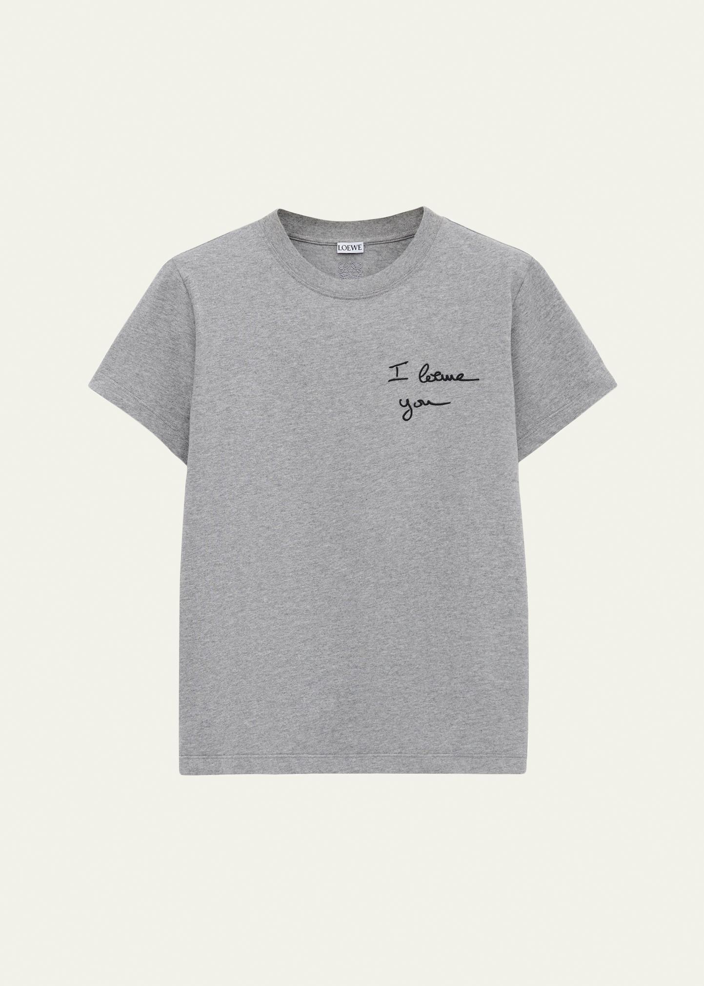 Loewe Logo Embroidered Short-Sleeve Cotton T-Shirt - Bergdorf Goodman