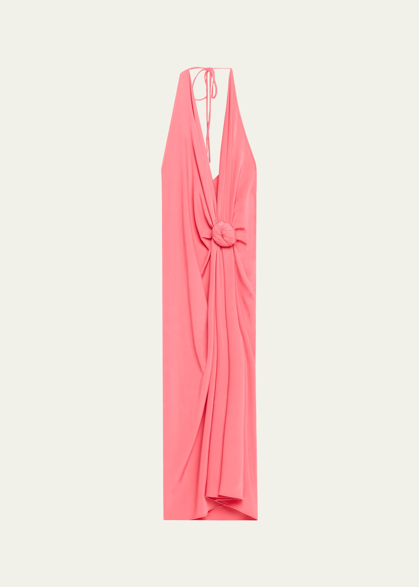 Silvia Tcherassi Guadalupe Knotted Backless Halter Midi Dress, Pink, Women's, M, Cocktail & Party Wedding Guest Dresses Halter Neck Dresses