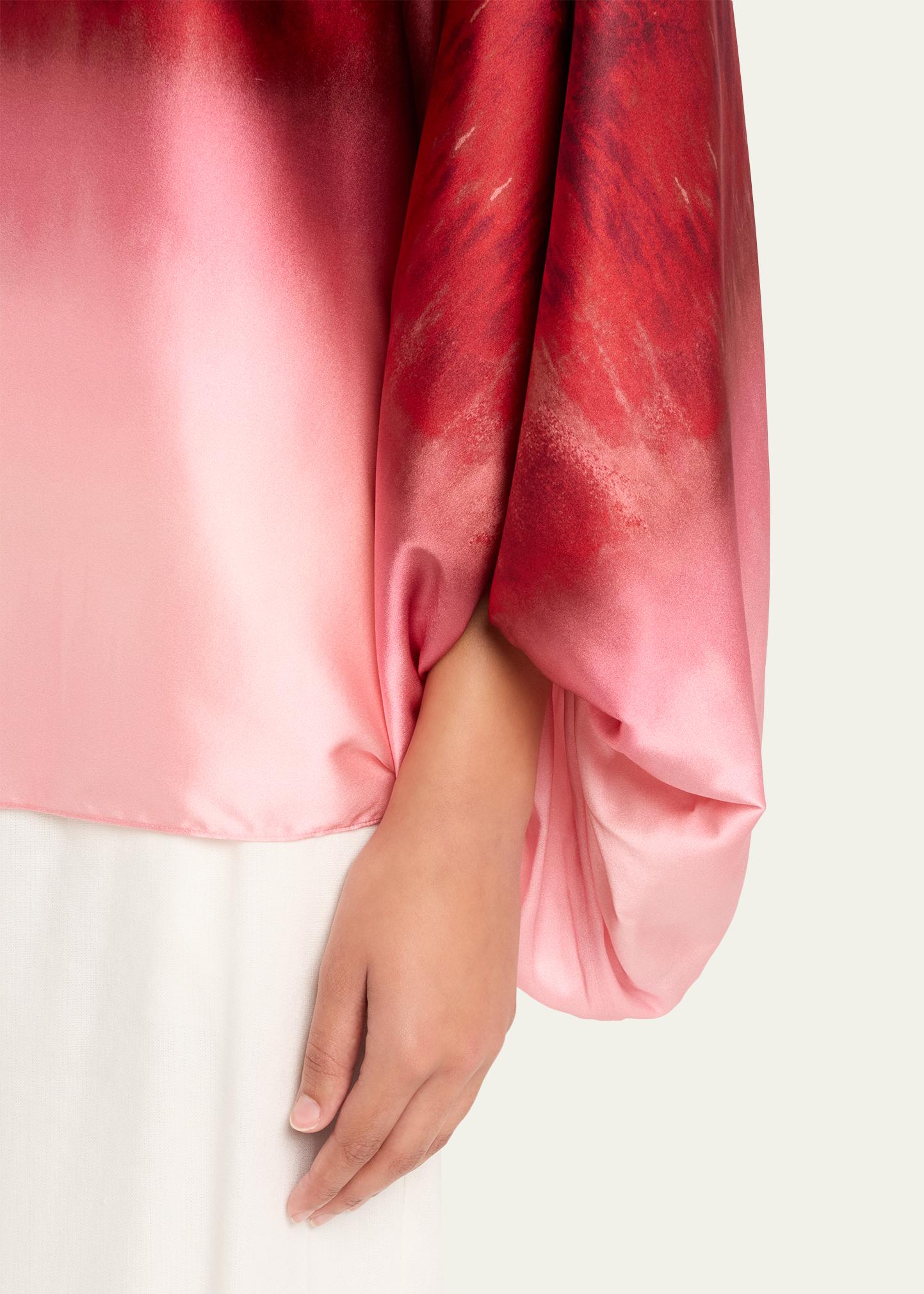 Silvia Tcherassi Bellagio Degrade Silk Balloon-Sleeve Blouse 