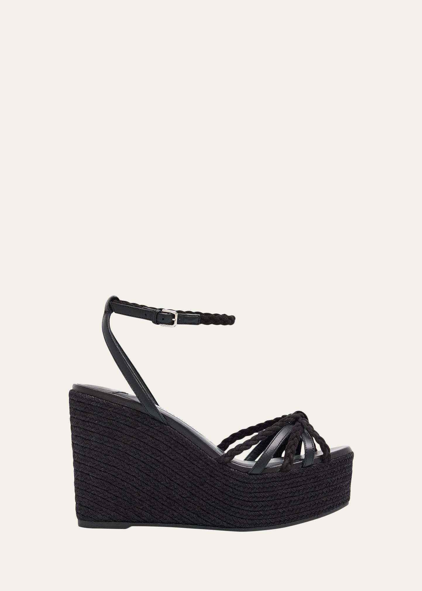 Jimmy Choo 100mm Dree Leather Espadrille Wedge Sandals - Bergdorf