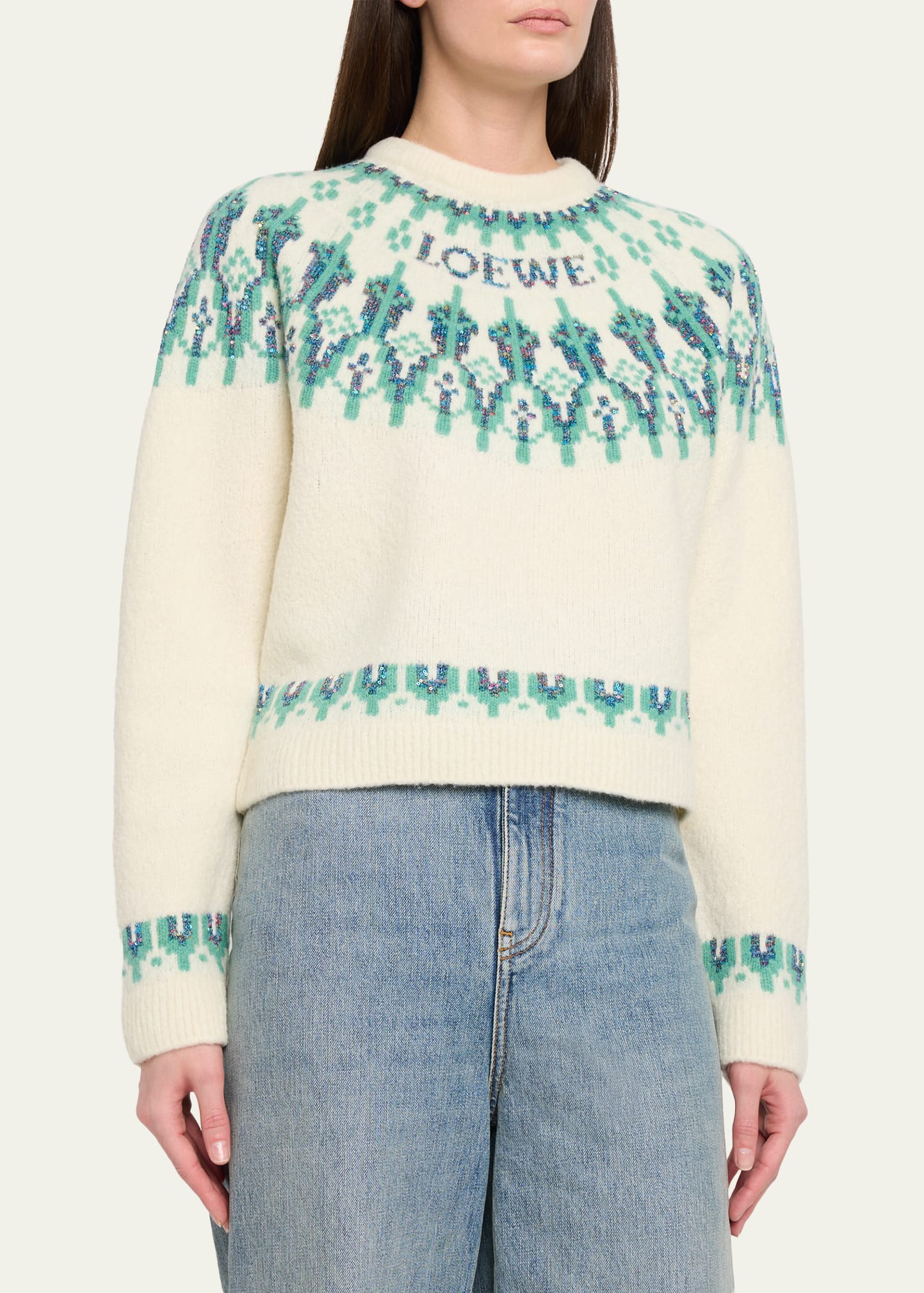 Loewe Wool-Blend Fair Isle Sweater - Bergdorf Goodman