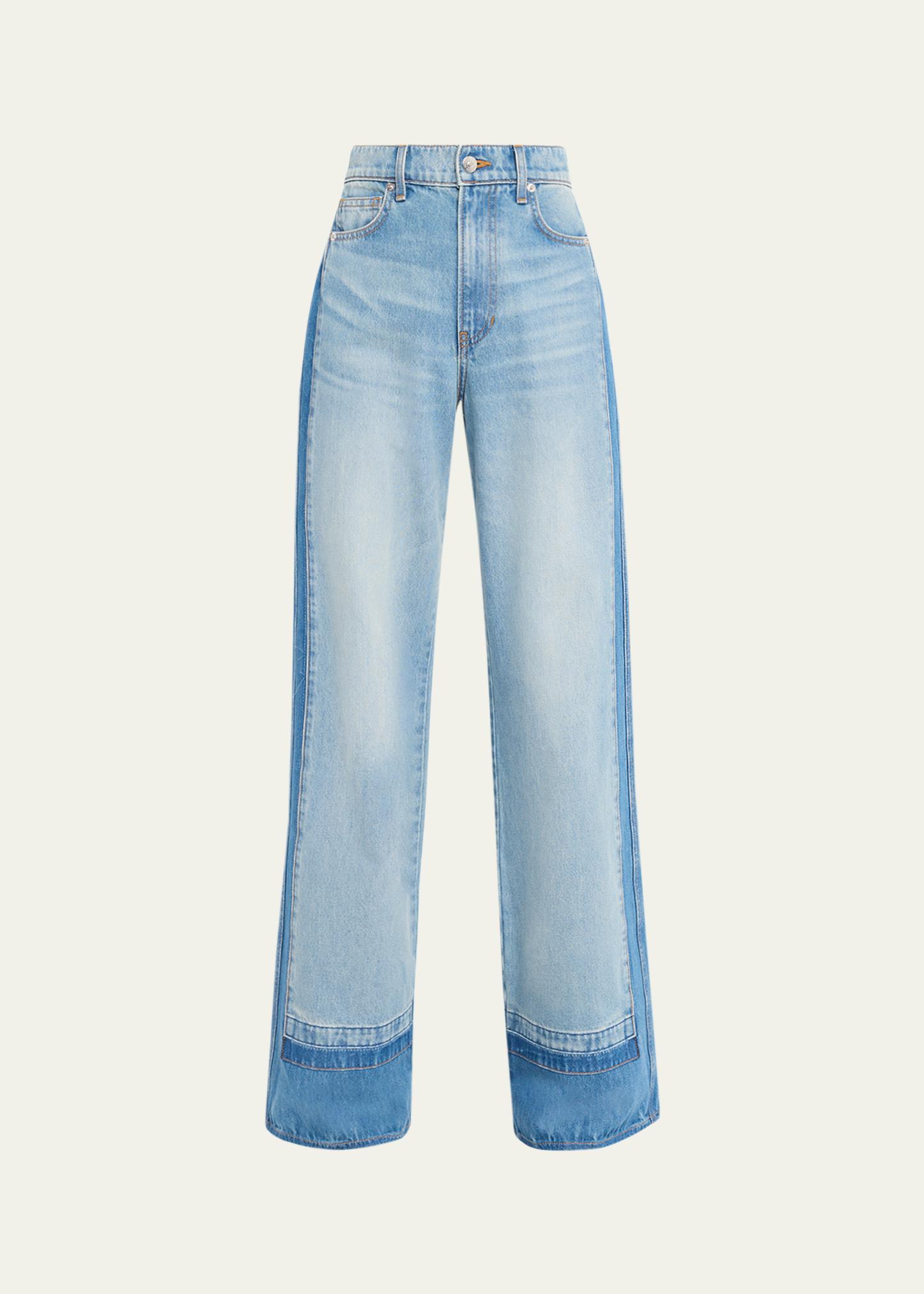 Veronica Beard Taylor Color-Block Wide-Leg Jeans - Bergdorf Goodman