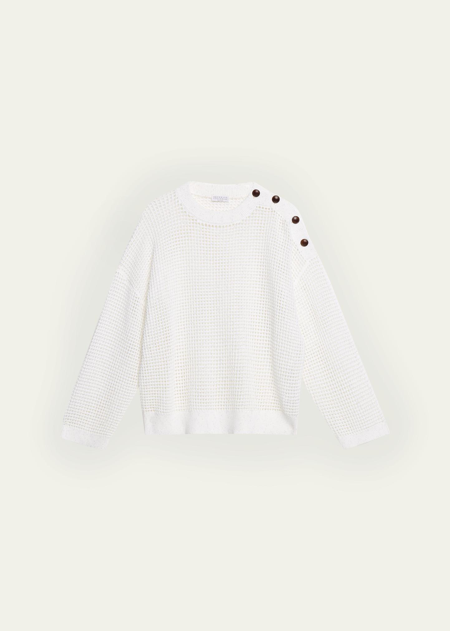 Brunello Cucinelli Pailette Summer Net Sweater With Button Detail