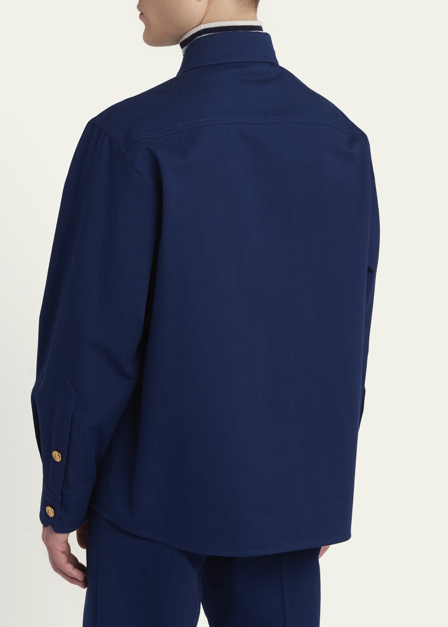 Valentino Garavani Men's Cotton Gabardine Shirt Jacket with VGold