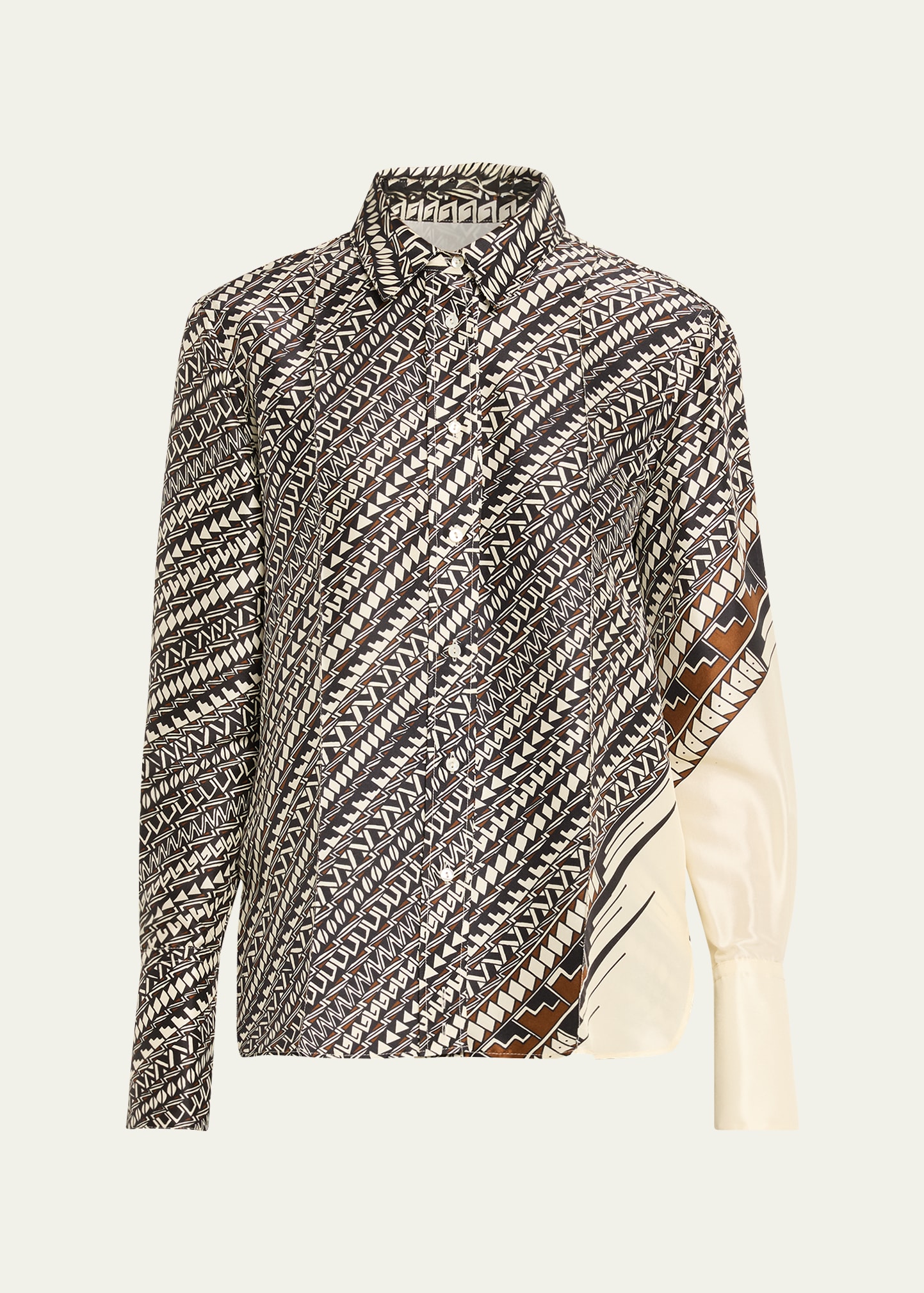 Heirlome x Alex Jurado Geometric Silk Button-Down Shirt - Bergdorf