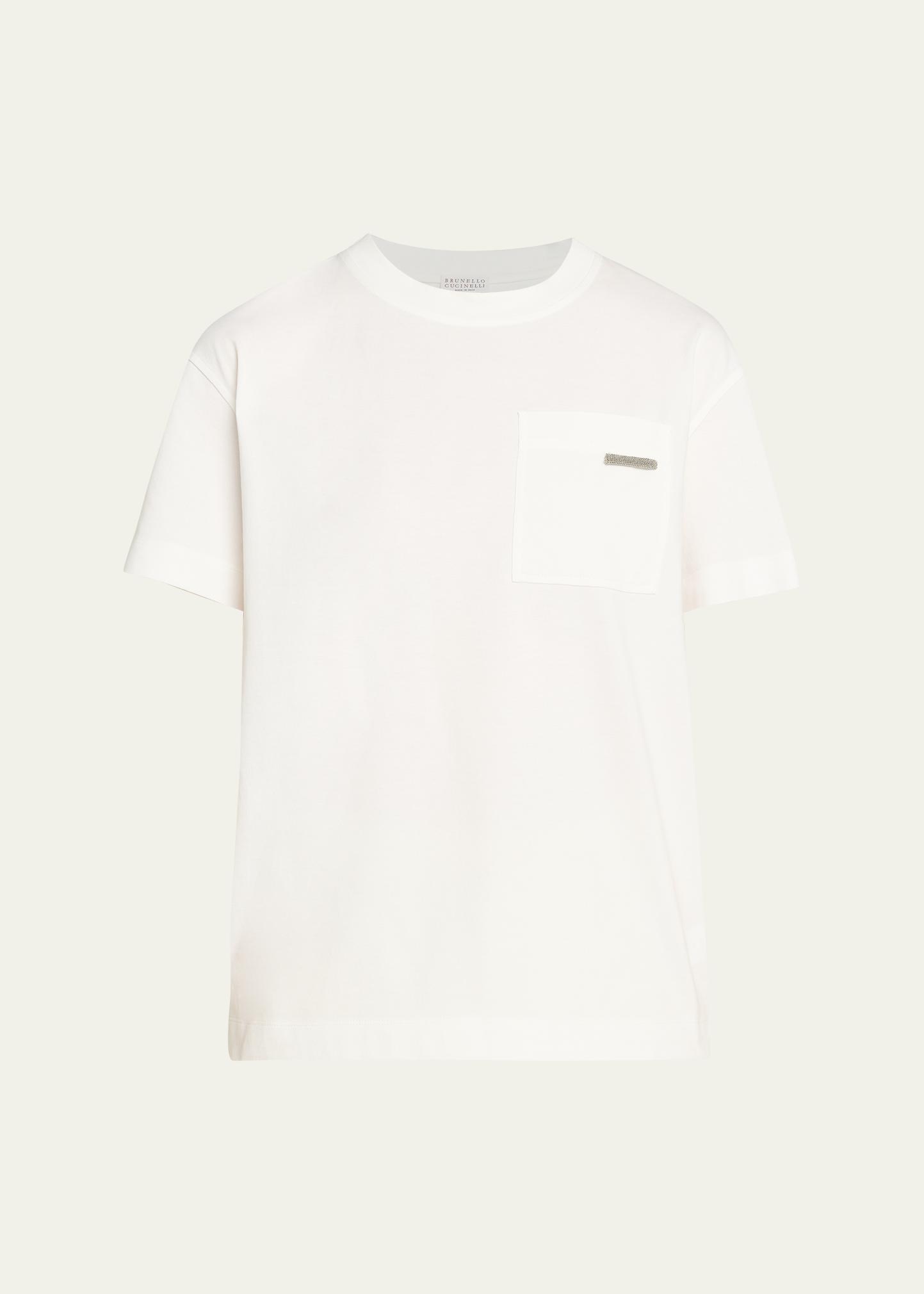 Brunello Cucinelli Cotton Jersey Short-Sleeve T-Shirt With Monili