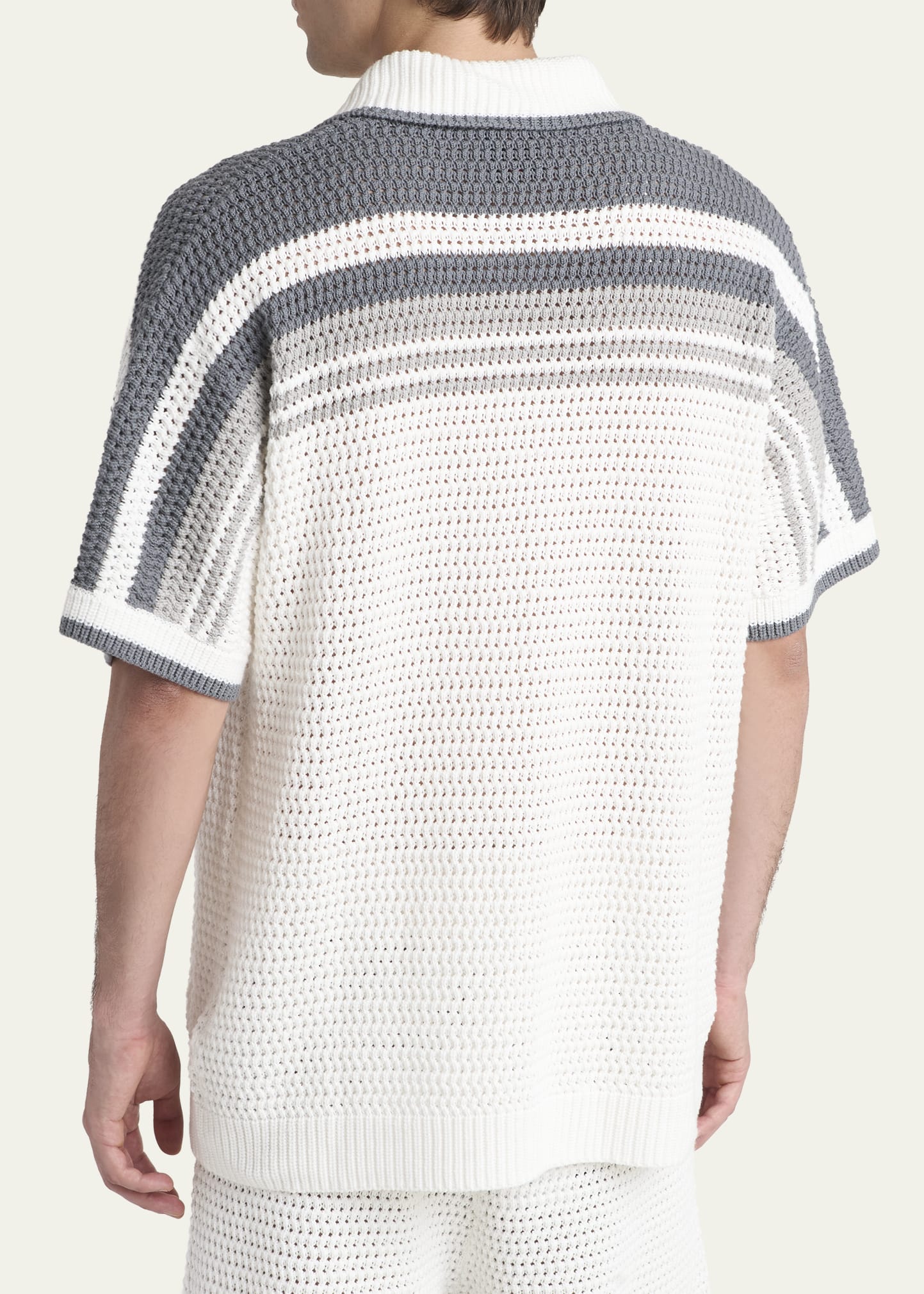 CASABLANCA Men's Cotton Crochet Short-Sleeve Tennis Shirt