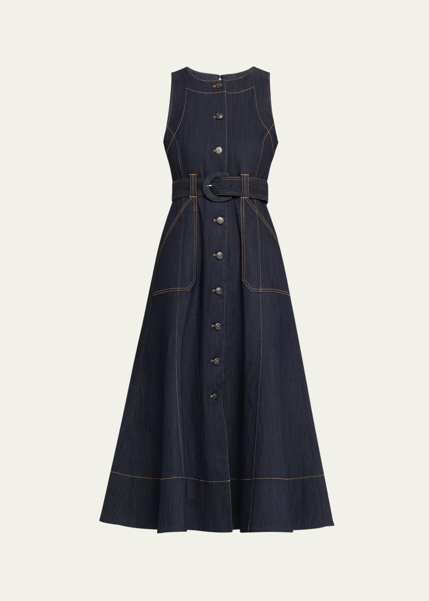 Cinq a Sept Cezanne Belted Denim Midi Dress - Bergdorf Goodman