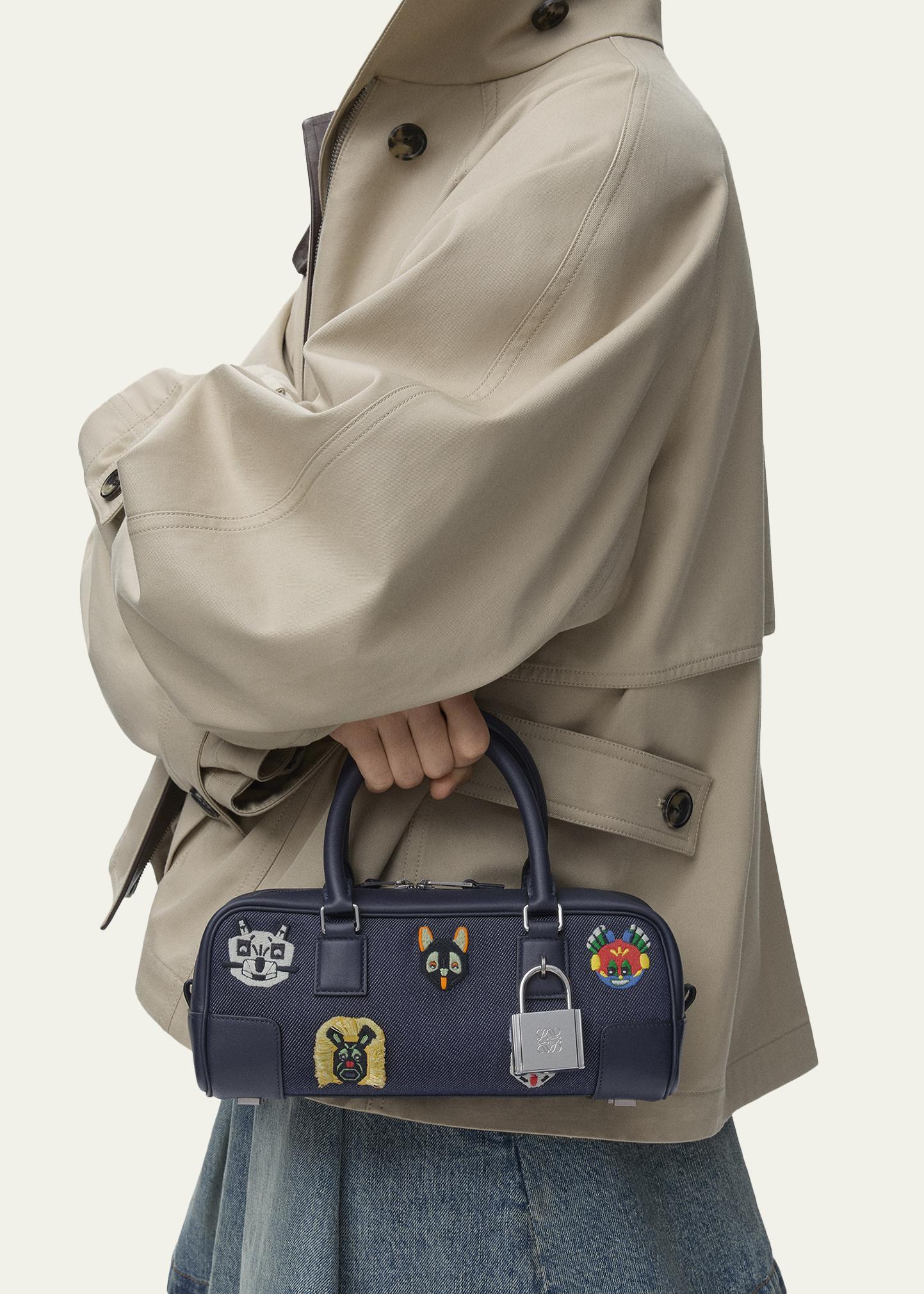 LOEWE ナッパレザー バウンスネイビー Loewe x Louis Wain Amazona 23 Top-Handle Bag in Denim - Bergdorf
