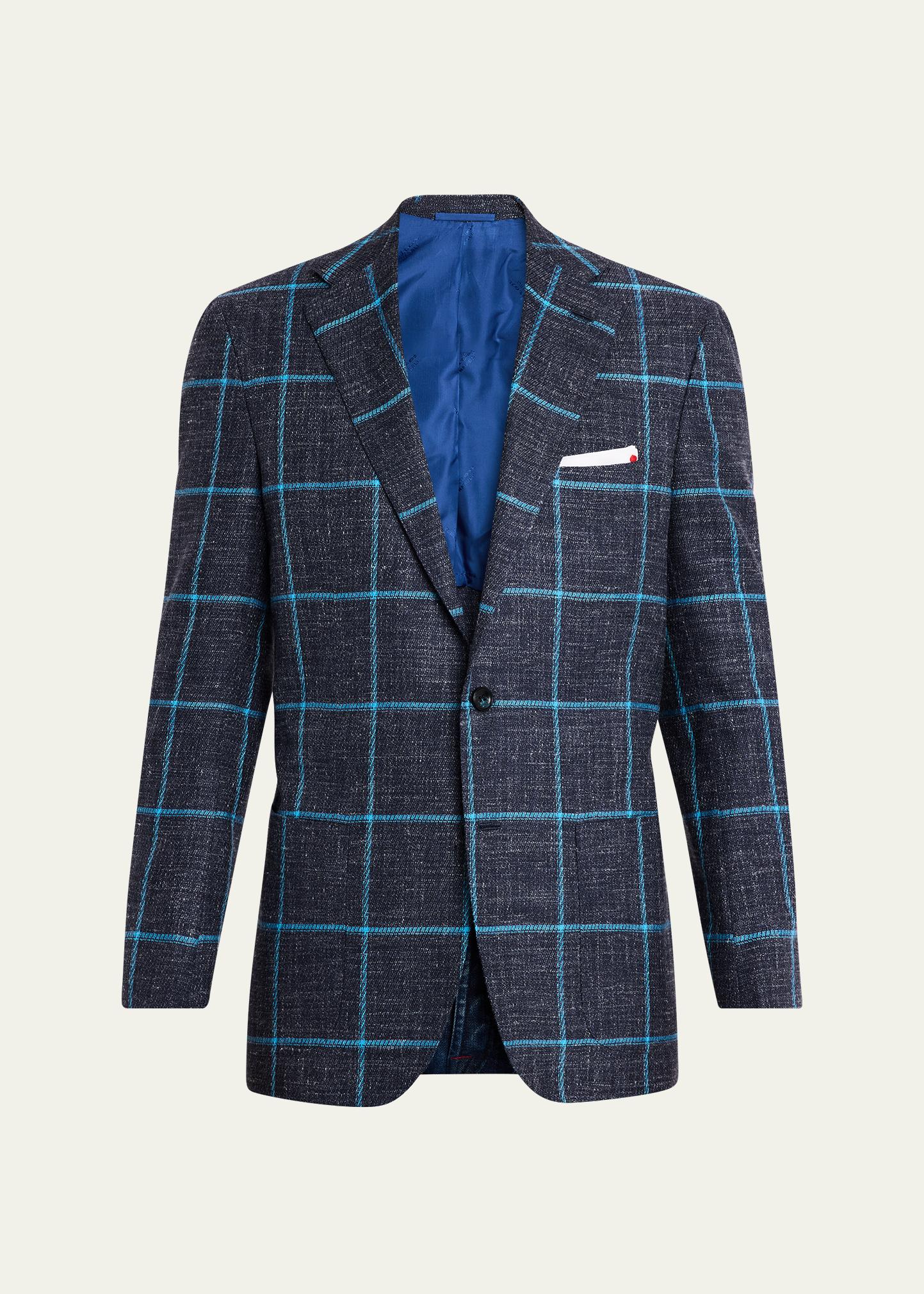 Kiton Men's Windowpane Cashmere, Wool and Silk Sport Coat