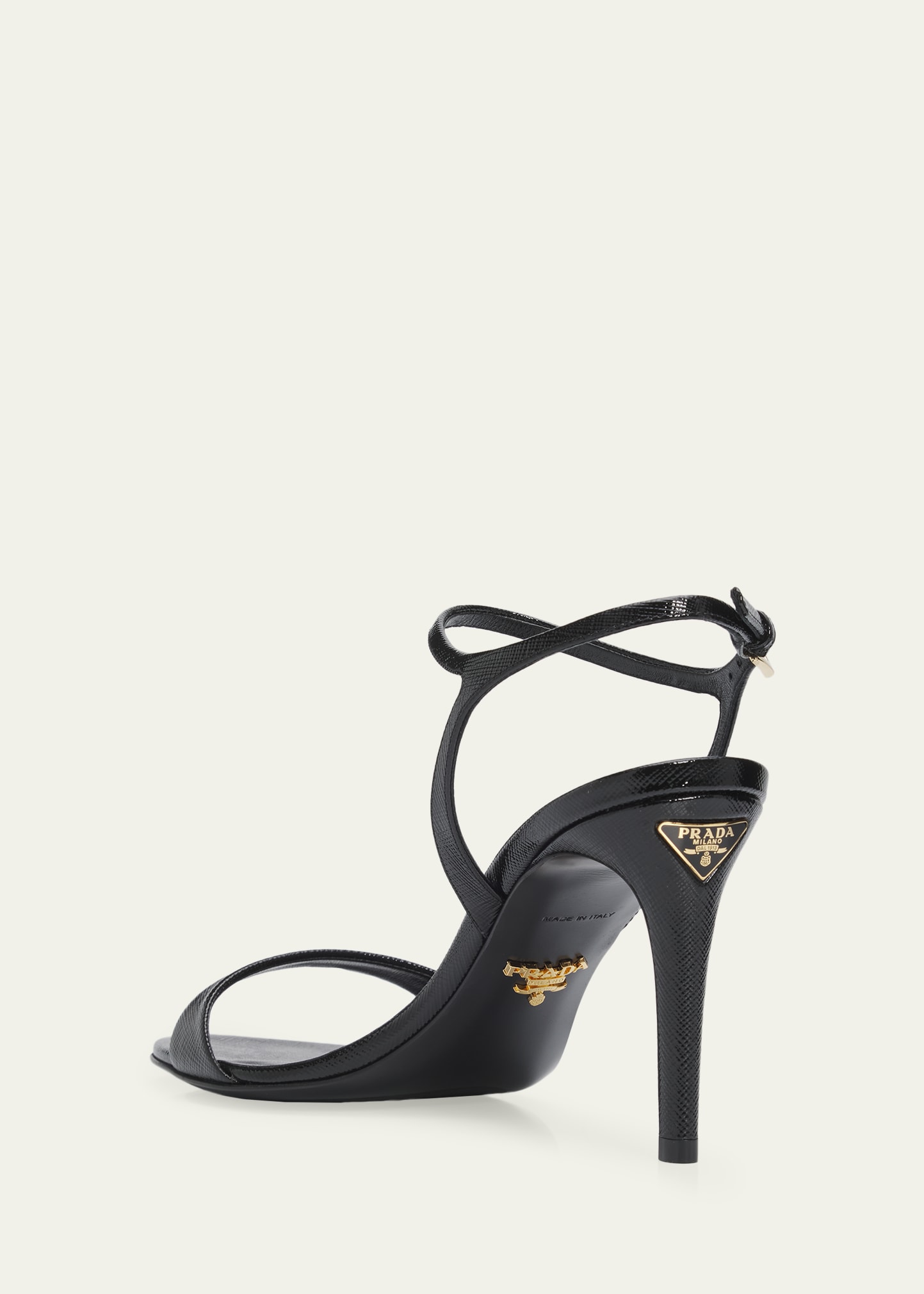 Prada 85mm Saffiano Leather Ankle-Strap Sandals - Bergdorf Goodman