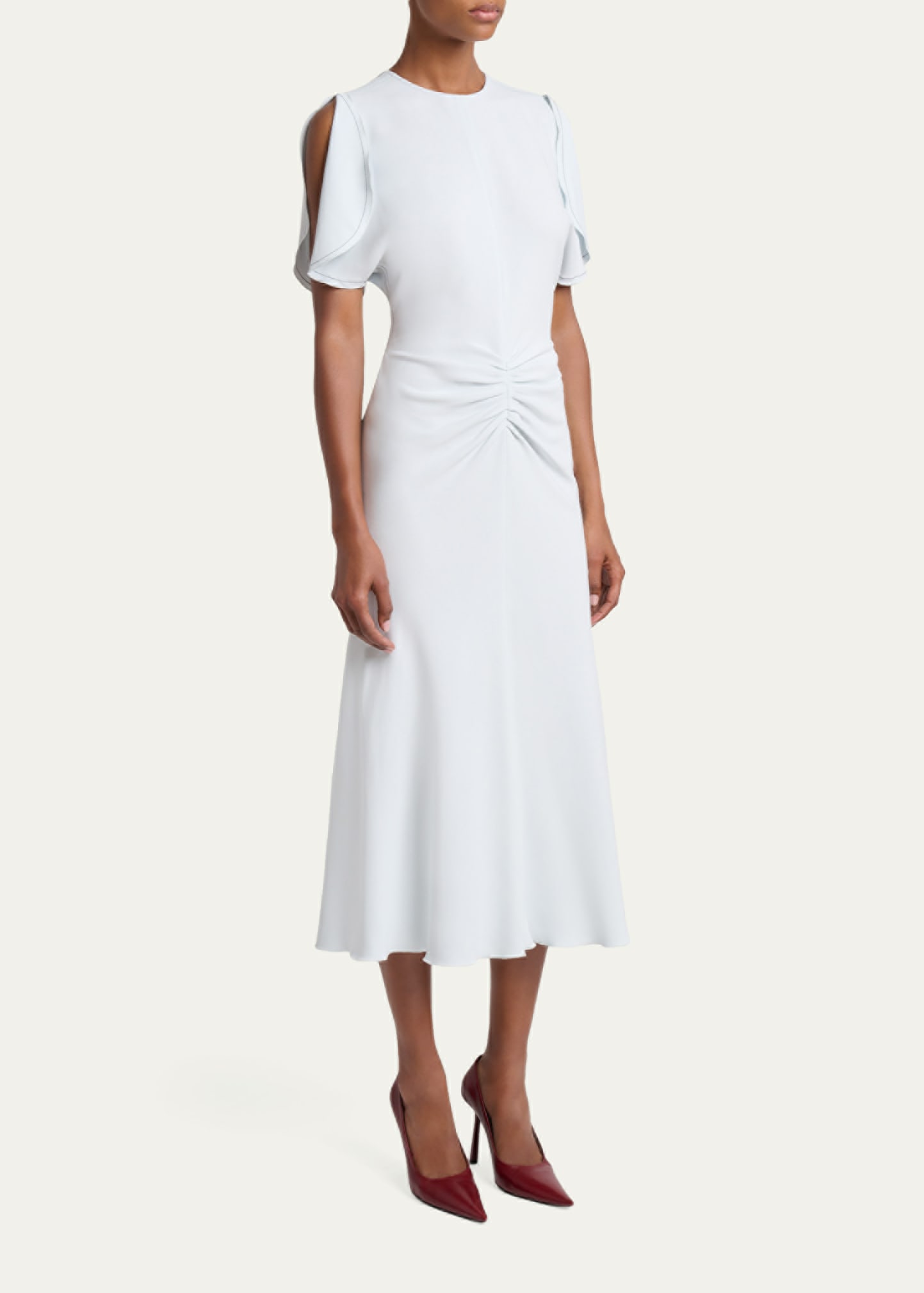 strapless open back dress Rosie Assoulin Artichoke Dress W/ Belt Blush
