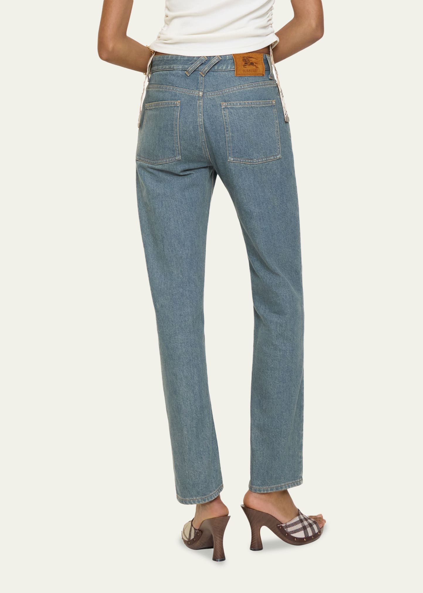 Burberry Dalia Check Pocket Straight-Leg Denim Pants - Bergdorf