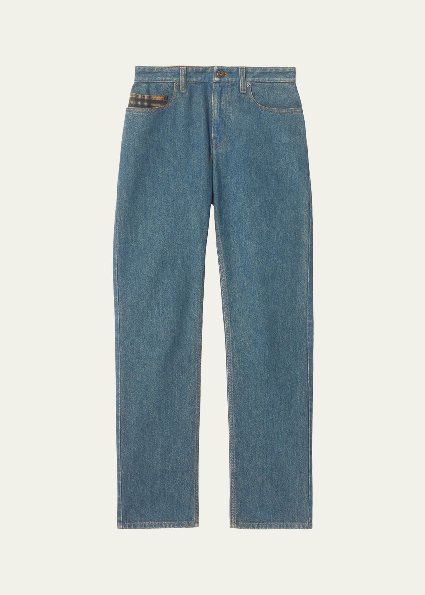 Burberry Dalia Check Pocket Straight-Leg Denim Pants - Bergdorf