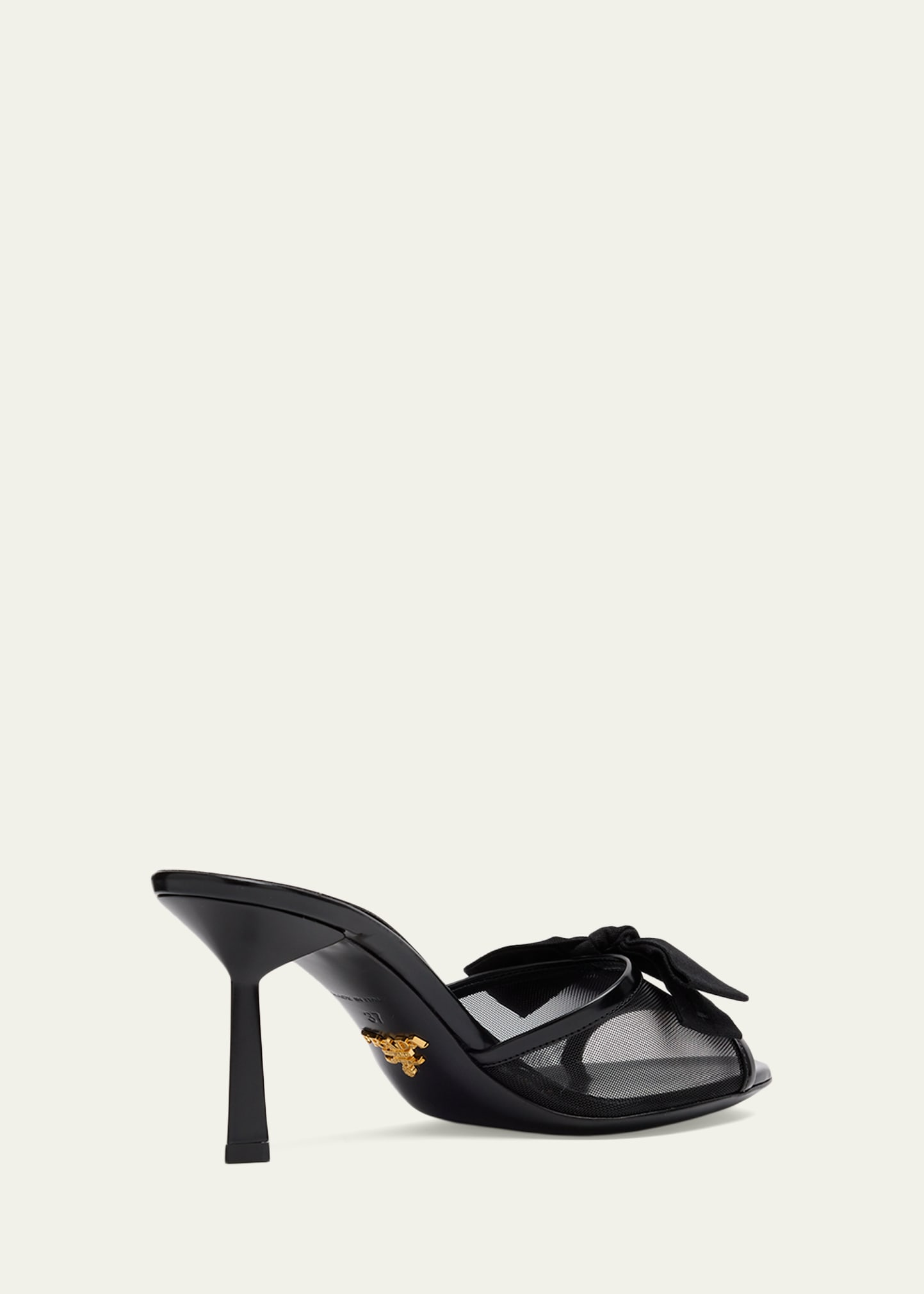 Prada 75mm Logo Bow Mesh Mule Sandals - Bergdorf Goodman