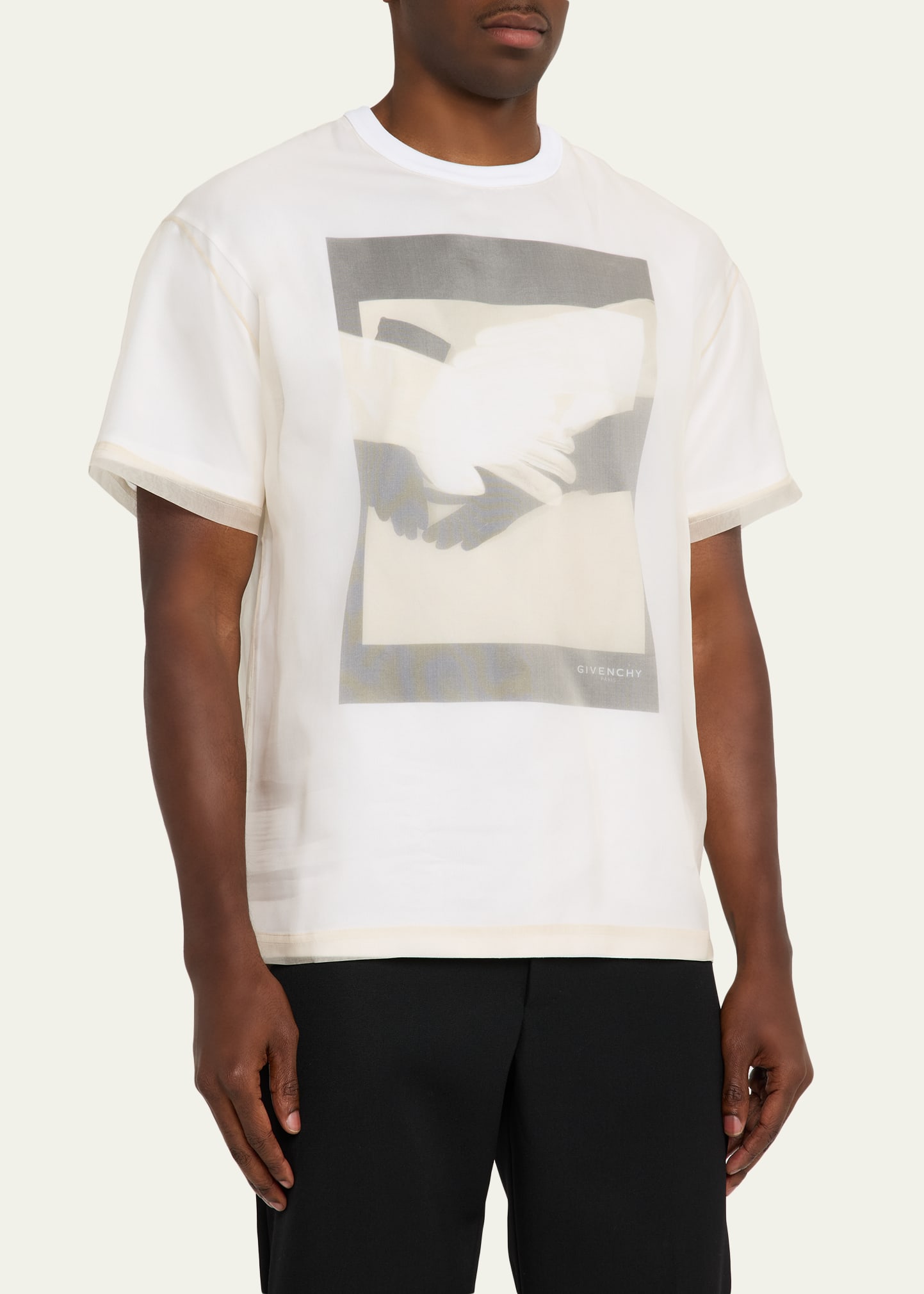 Givenchy Men's Layered Cotton and Organza T-Shirt with
