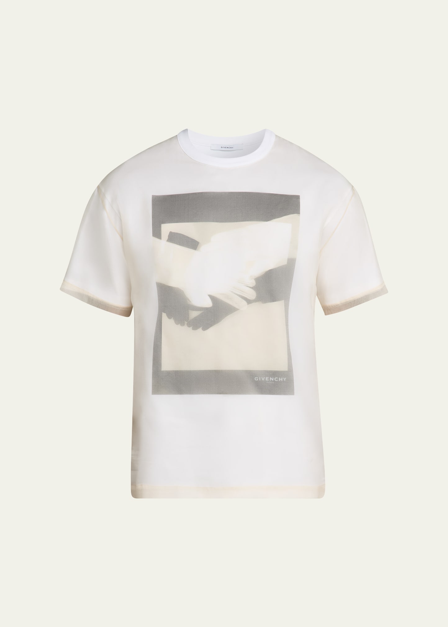 Givenchy Men's Layered Cotton and Organza T-Shirt with Surrealism