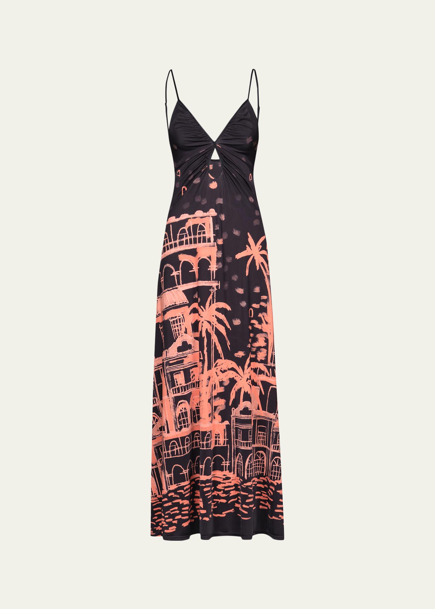 Johanna Ortiz Nuestra Tierra Landscape-Print Jersey Sleeveless Maxi Dress