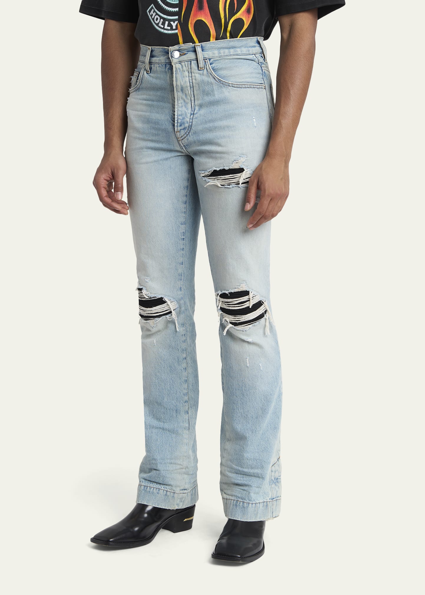 Amiri Men's MX1 Distressed Slim-Fit Flare Jeans - Bergdorf Goodman