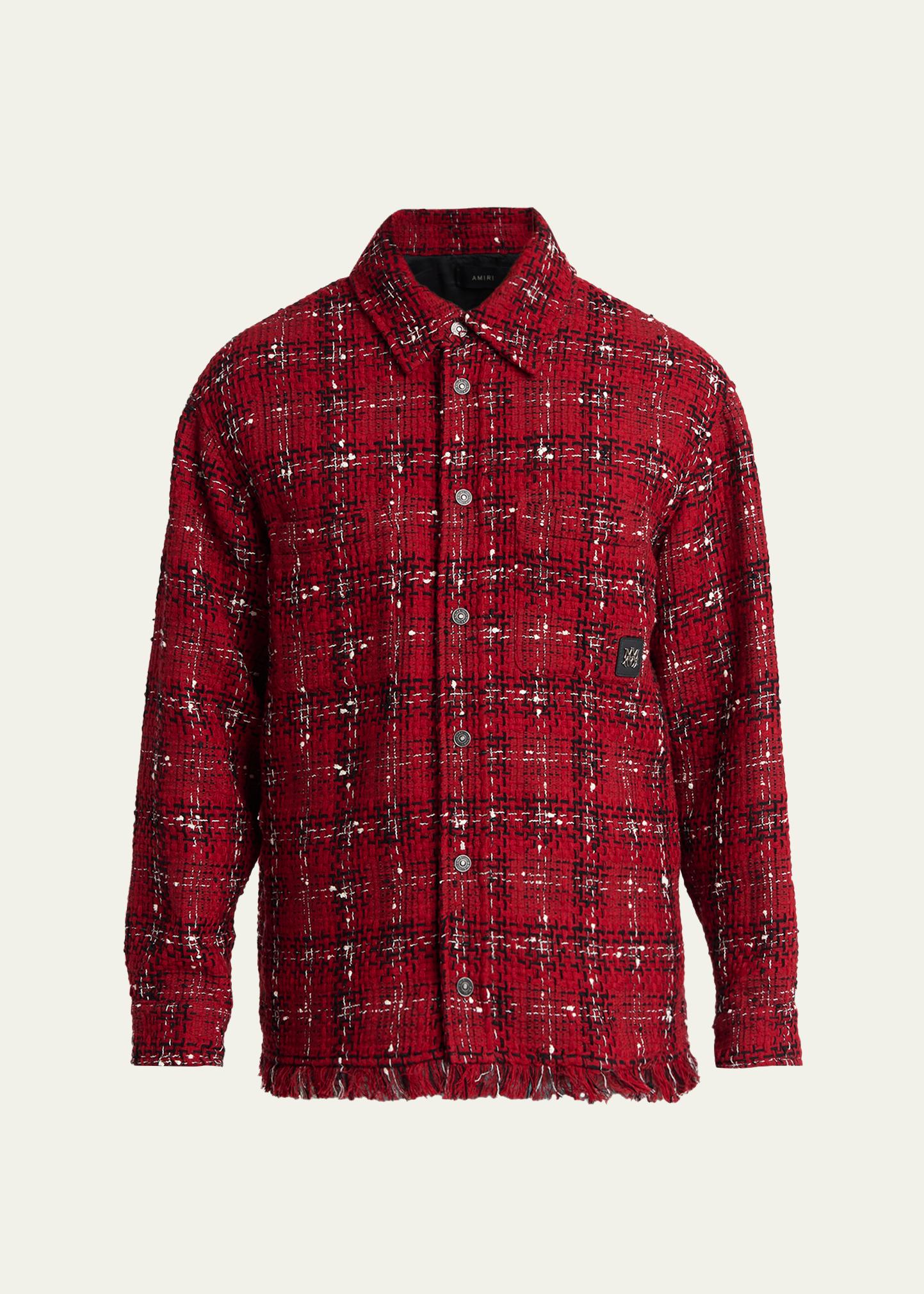 Amiri Men's Tweed Flannel Snap-Front Overshirt - Bergdorf Goodman