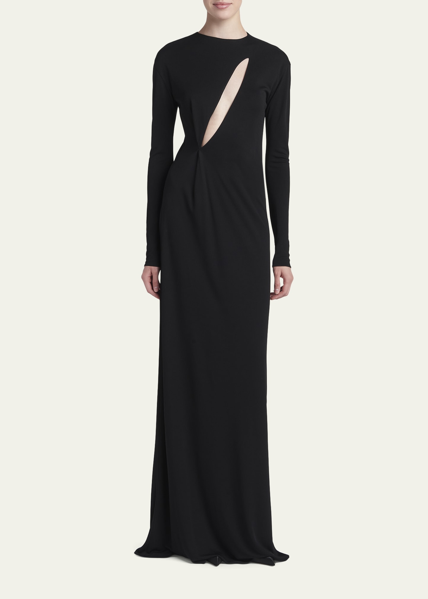 TOM FORD Slash Cutout Long-Sleeve Crepe Jersey Maxi Dress