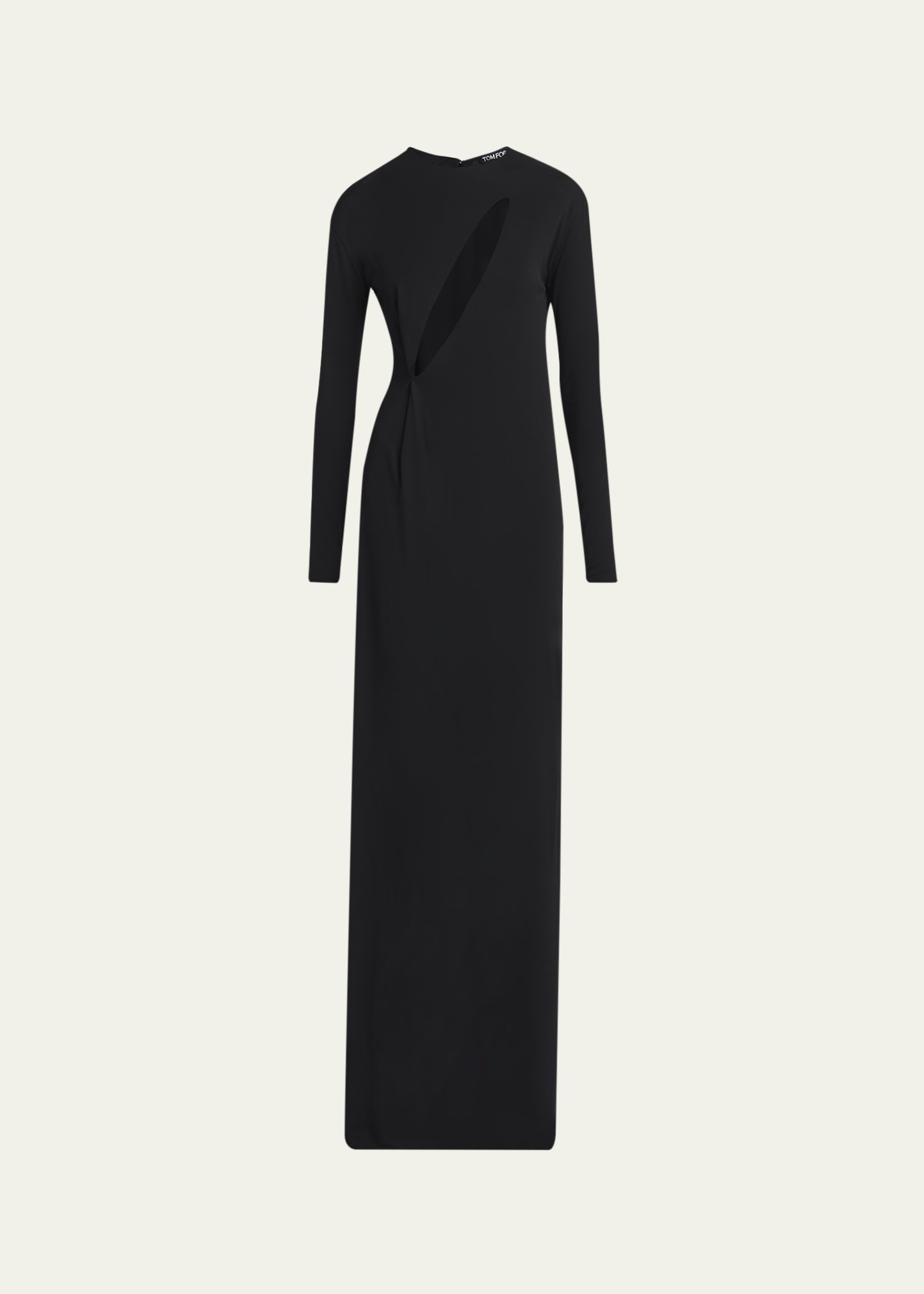 TOM FORD Slash Cutout Long-Sleeve Crepe Jersey Maxi Dress