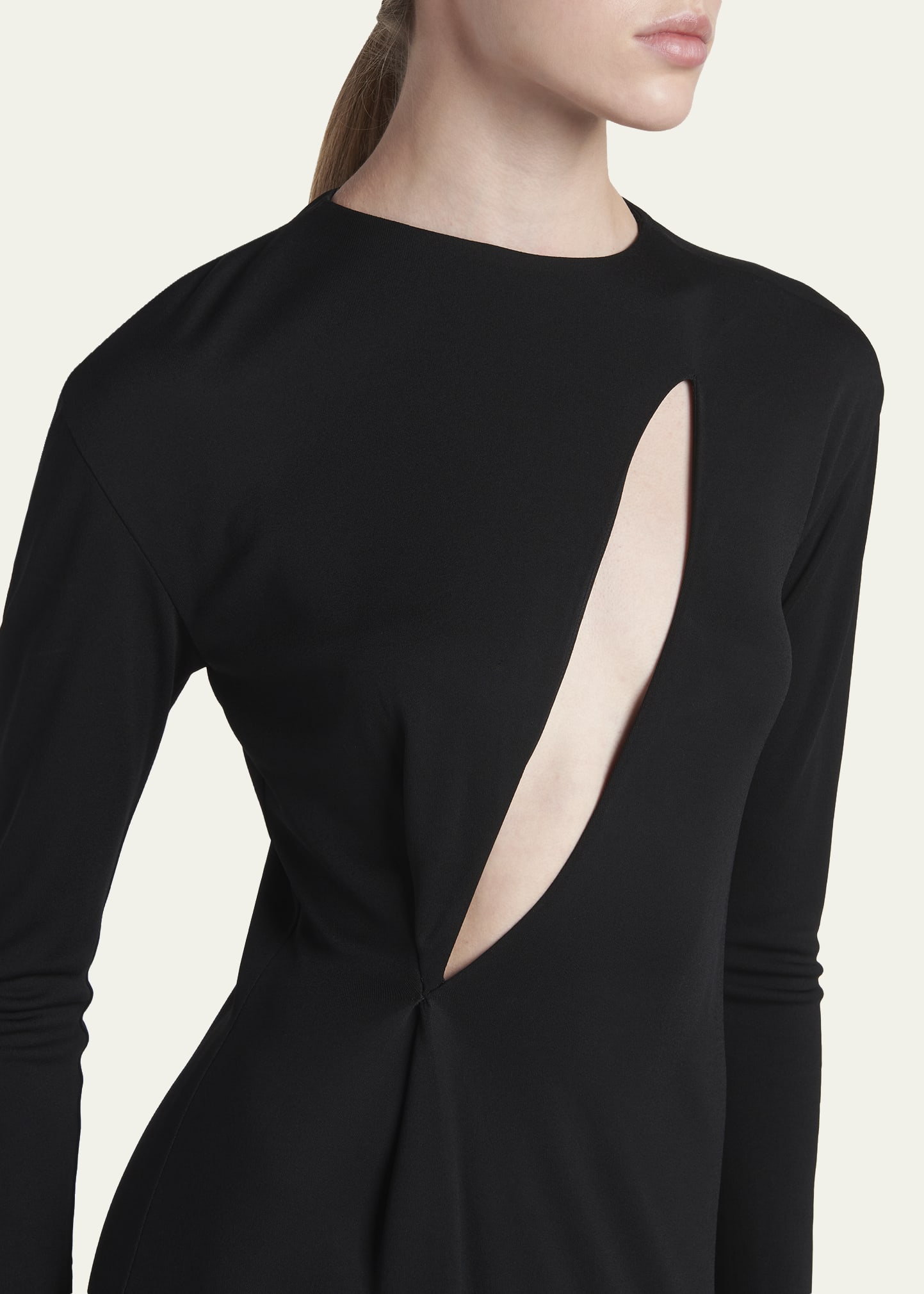 TOM FORD Slash Cutout Long-Sleeve Crepe Jersey Maxi Dress