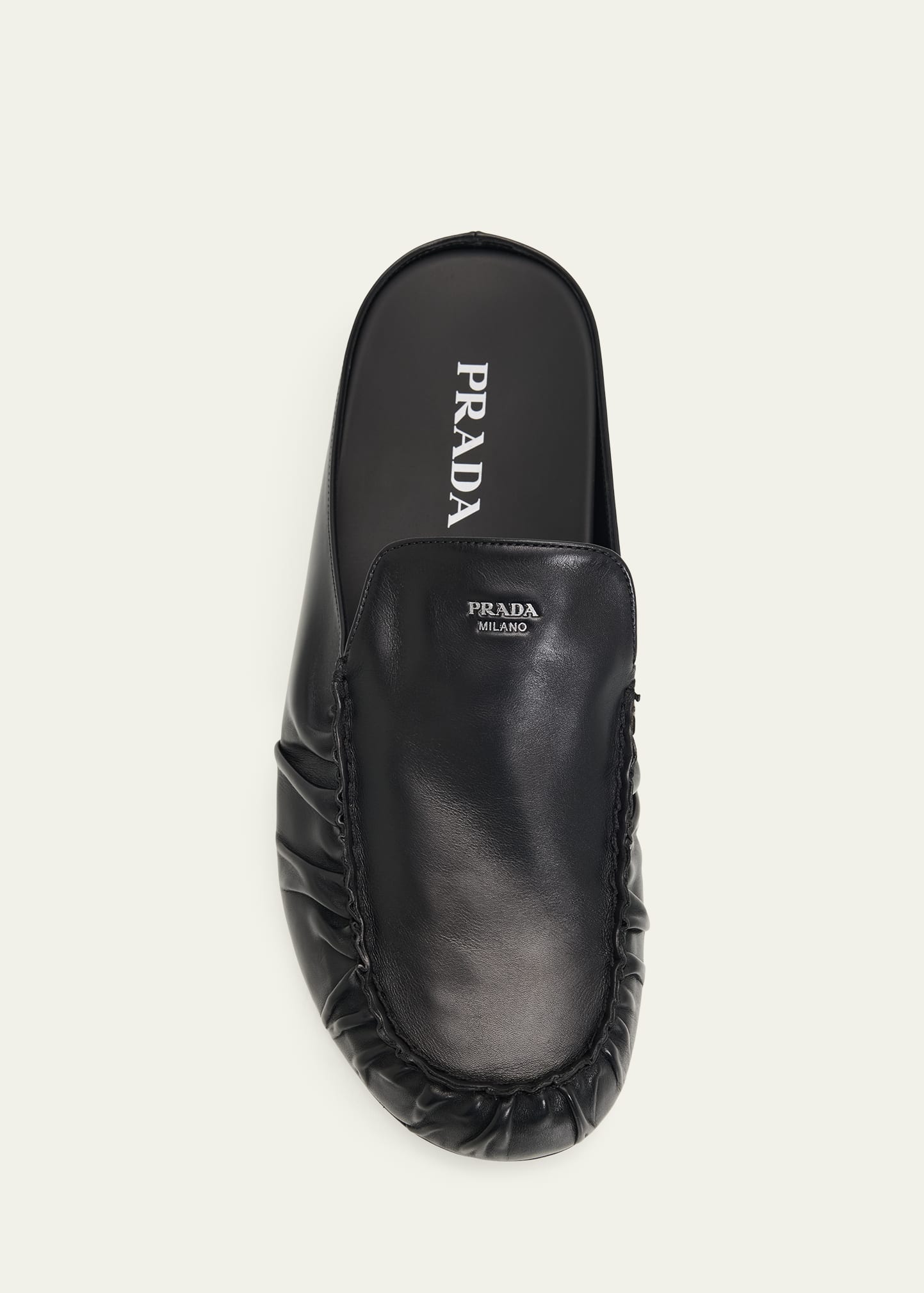 Prada Men's Leather Moc-Toe Mules - Bergdorf Goodman