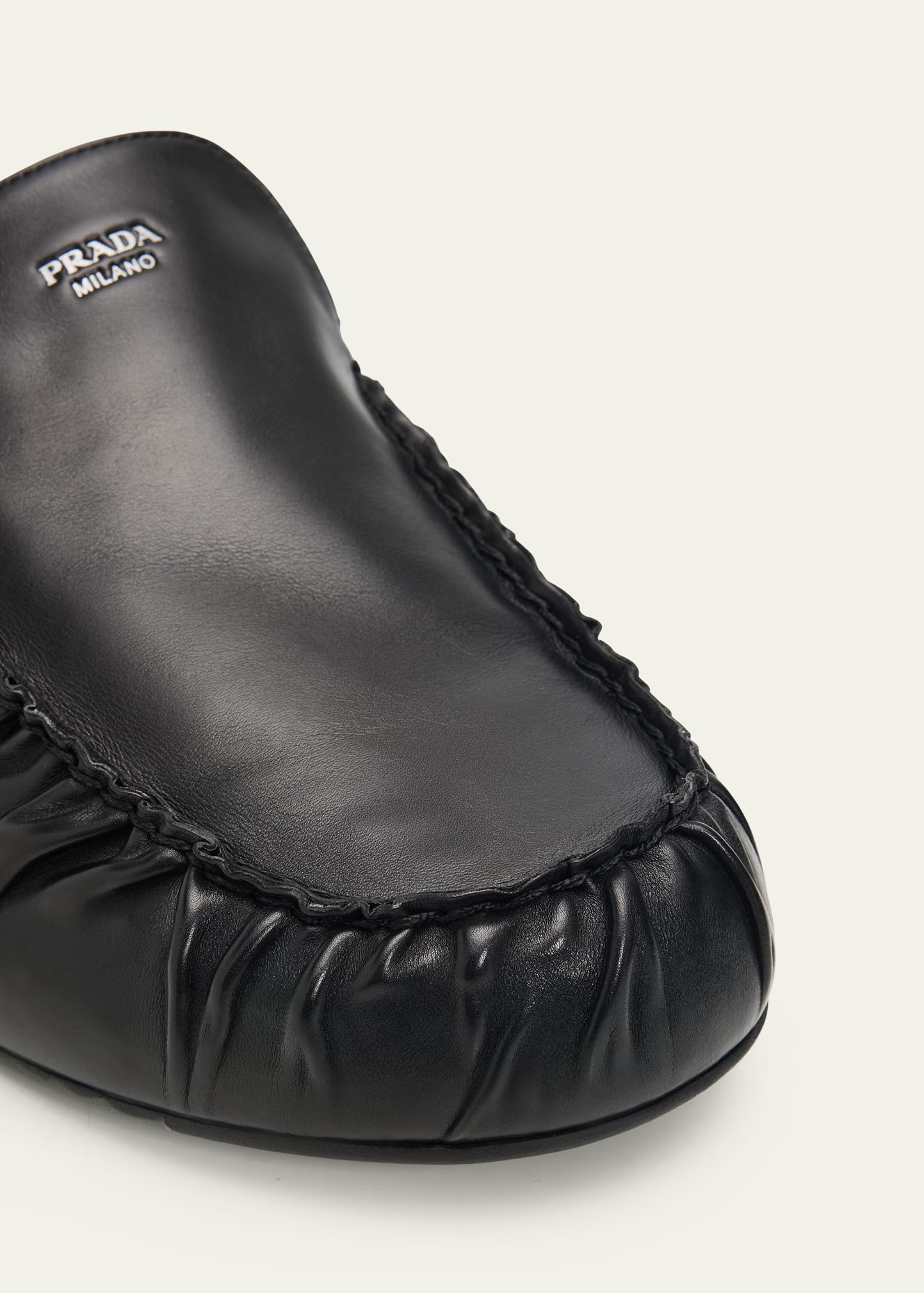 Prada Men's Leather Moc-Toe Mules - Bergdorf Goodman