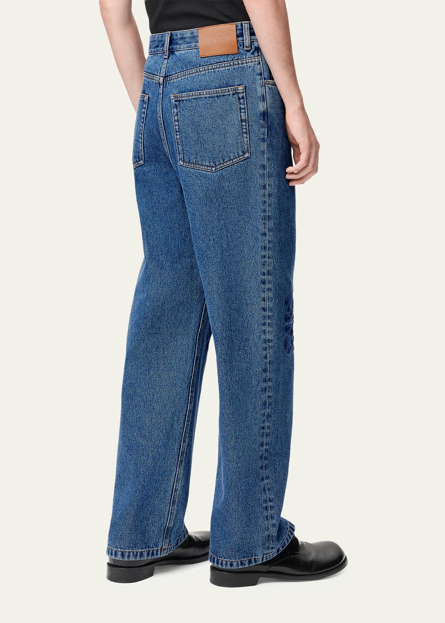 LOEWE Men's Anagram Denim Baggy-Fit Jeans - Bergdorf Goodman