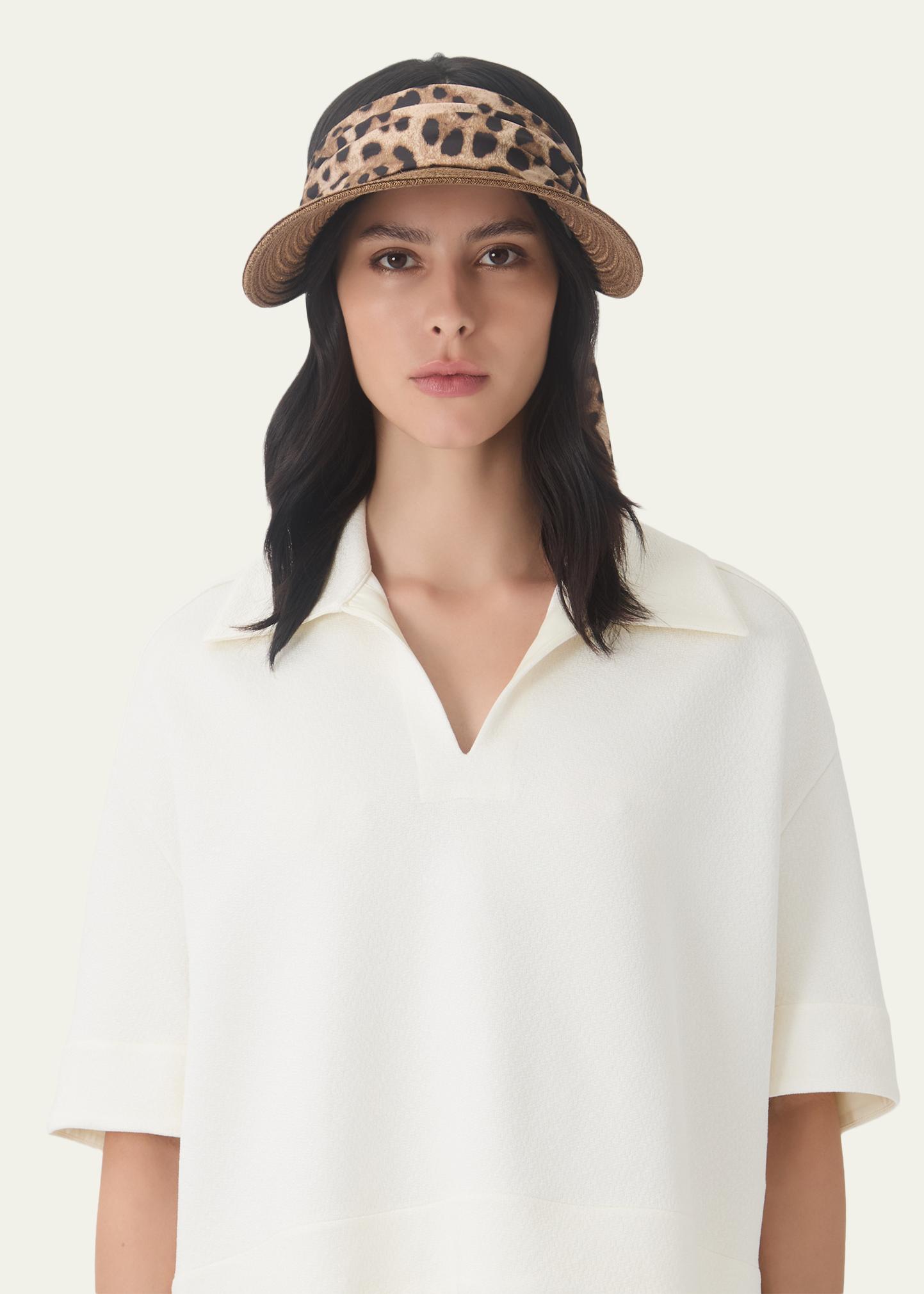 Eugenia Kim Ricky Packable Hemp Visor with Animal-Print Sash 