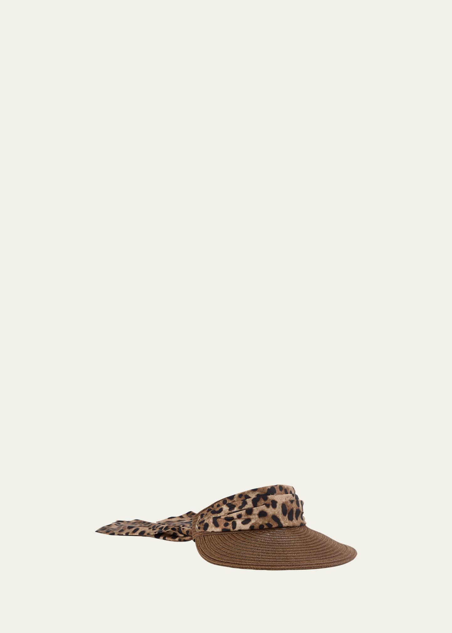 Eugenia Kim Ricky Packable Hemp Visor with Animal-Print Sash  display picture 1