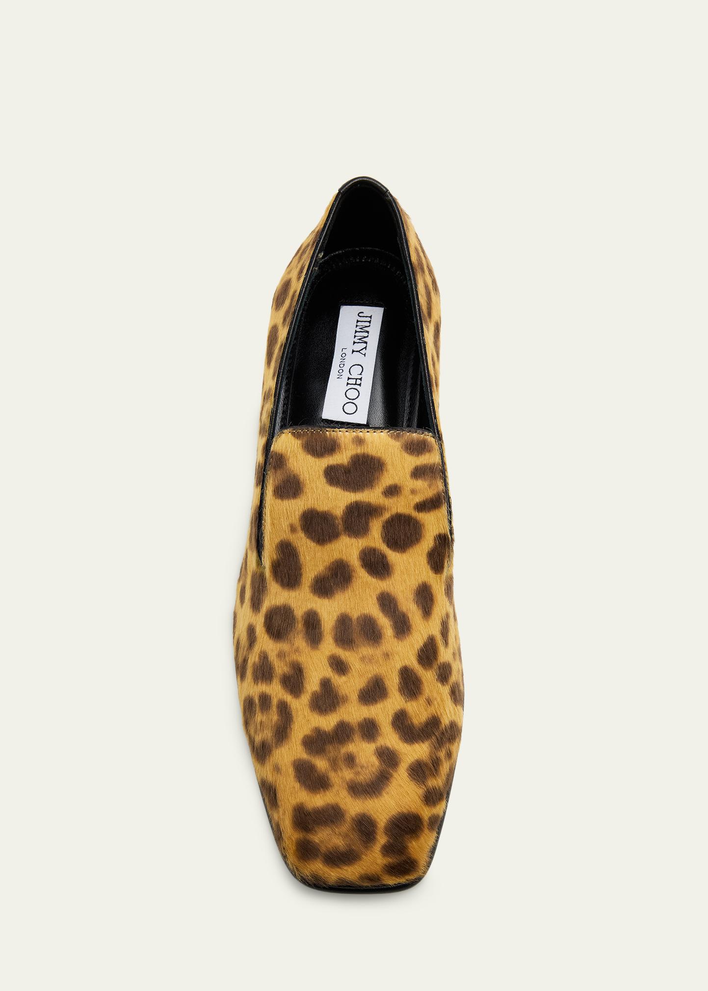 Jimmy Choo 45mm Elliot Leopard Calf Hair Loafers - Bergdorf Goodman
